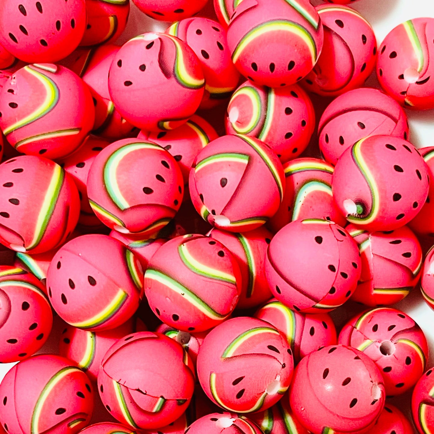 Watermelon Vine Printed Silicone Beads