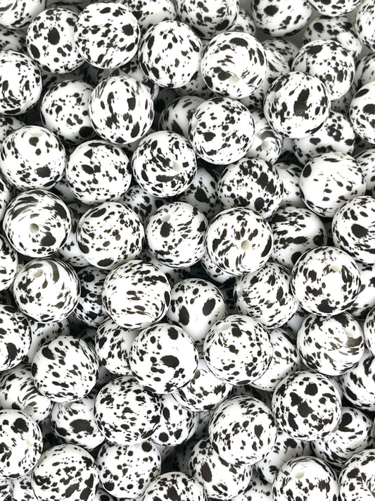 Heifer Please Printed Silicone Beads 15mm | Farmhouse Beads | Cow Printed Beads | Splatter Beads