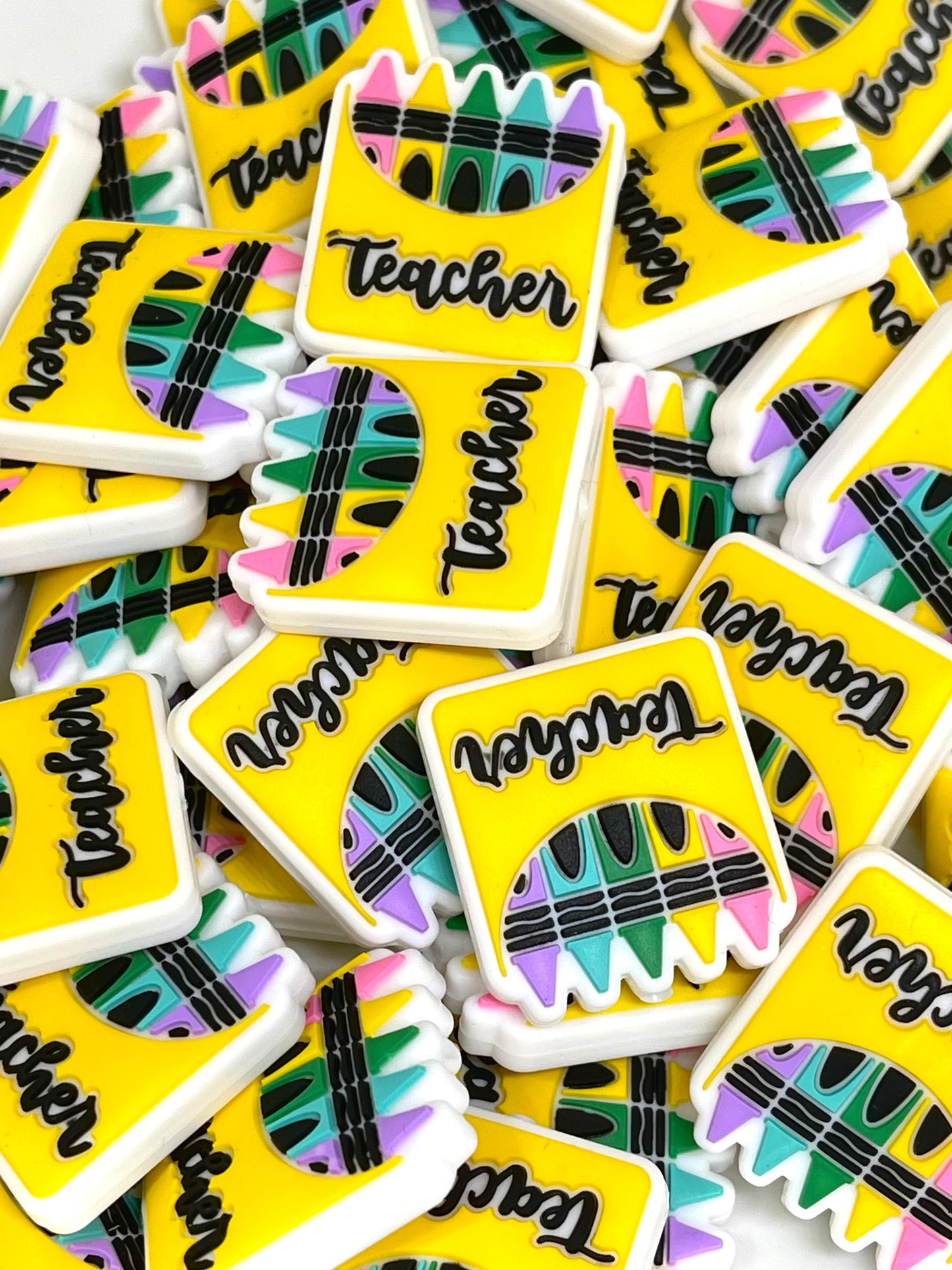 Teacher Colorful Yellow Pencil Focal Beads