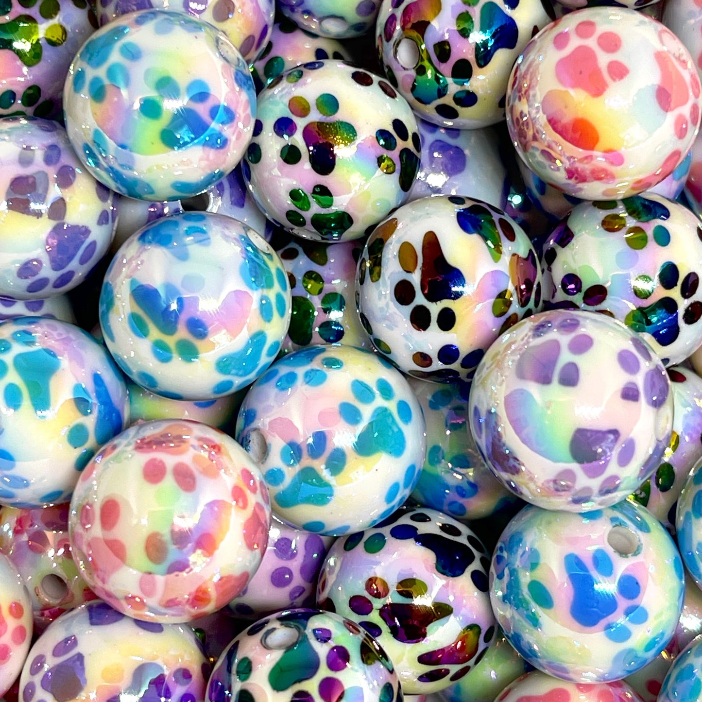 Paw Print Acrylic Beads