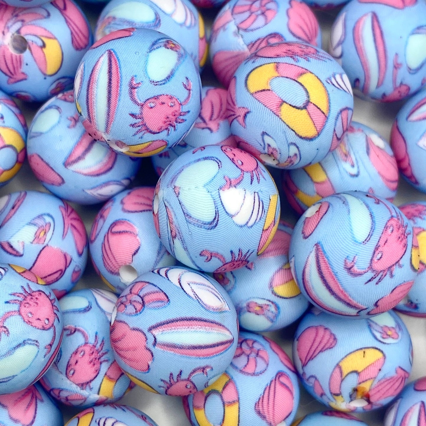 Life is a Beach Printed Silicone Beads