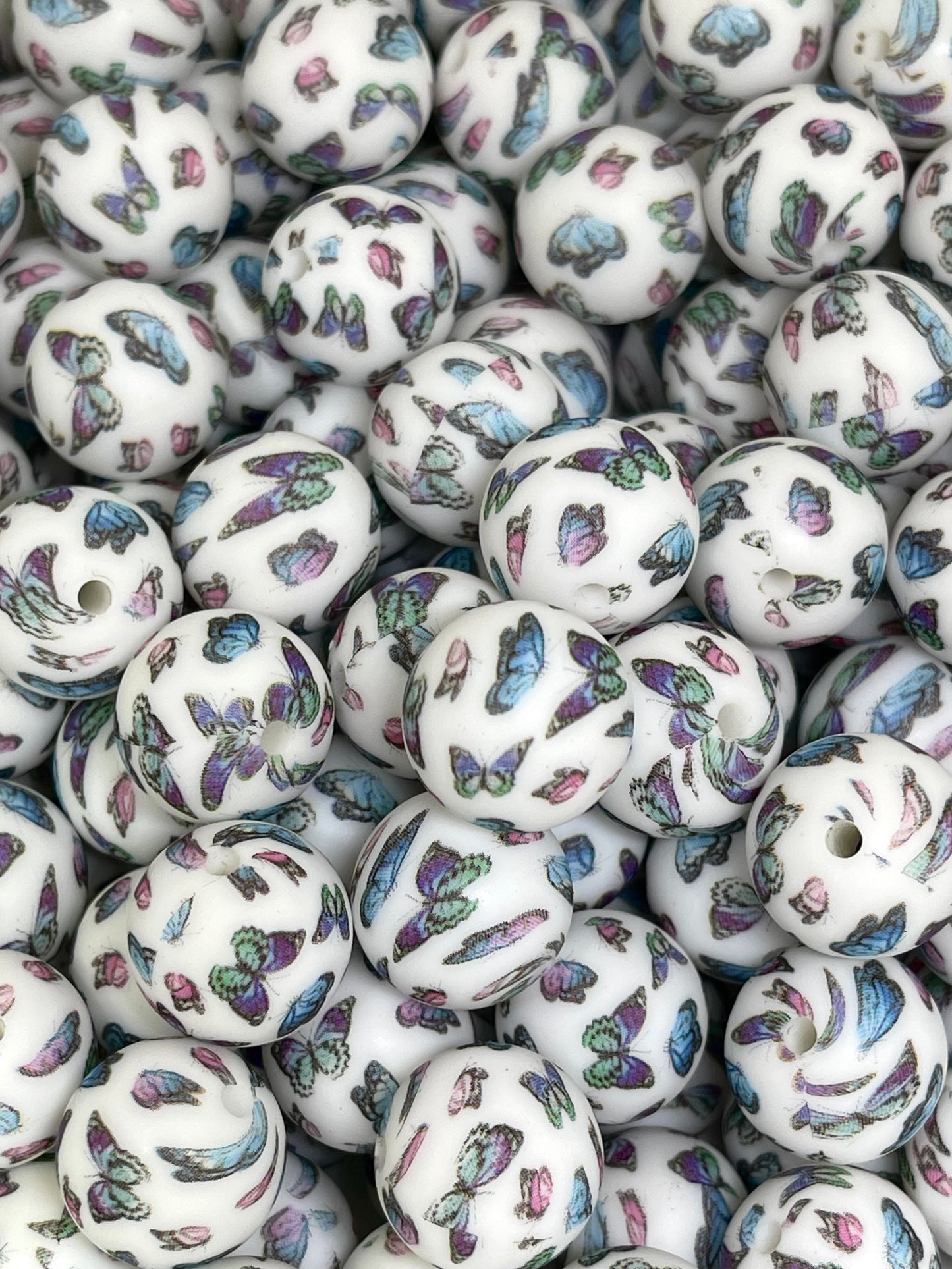 Butterfly Effect Printed Silicone Beads