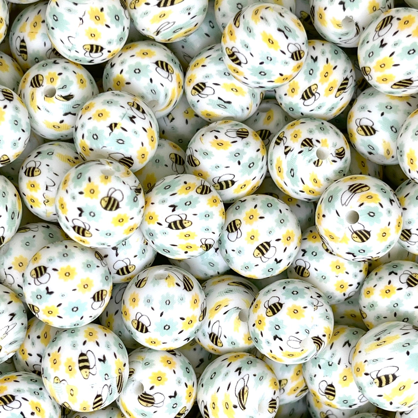 Honey Bee Printed Silicone Beads