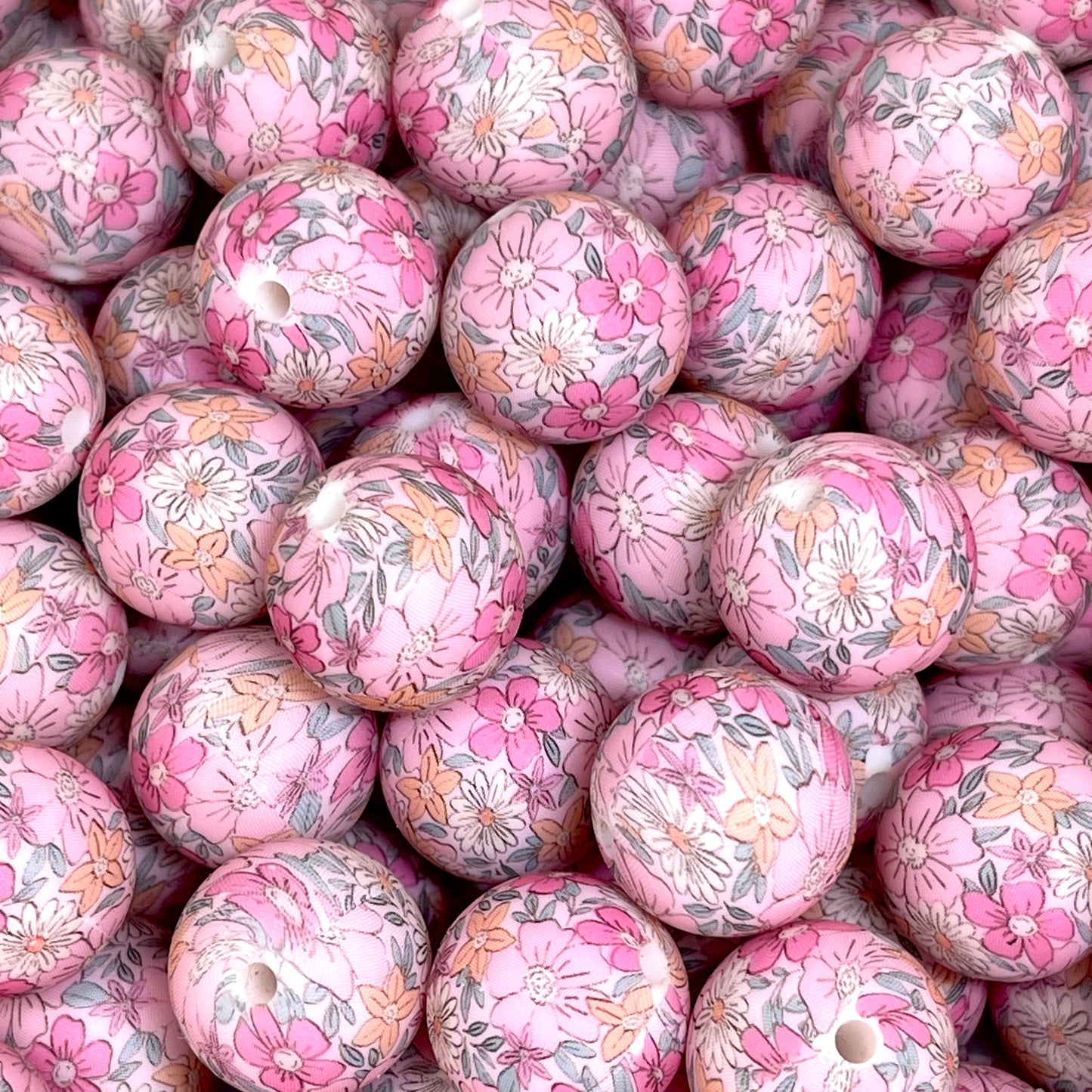 Life Is A Flower Printed Silicone Beads