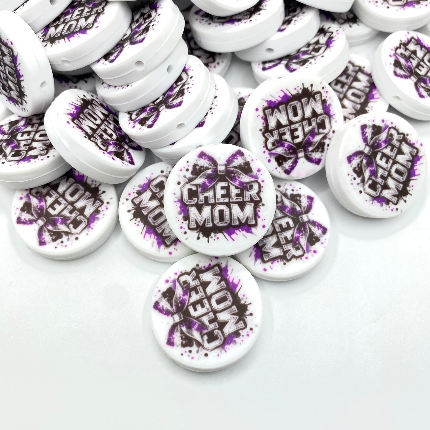 Cheer Mom Printed Silicone Focal Beads - ECB Exclusive