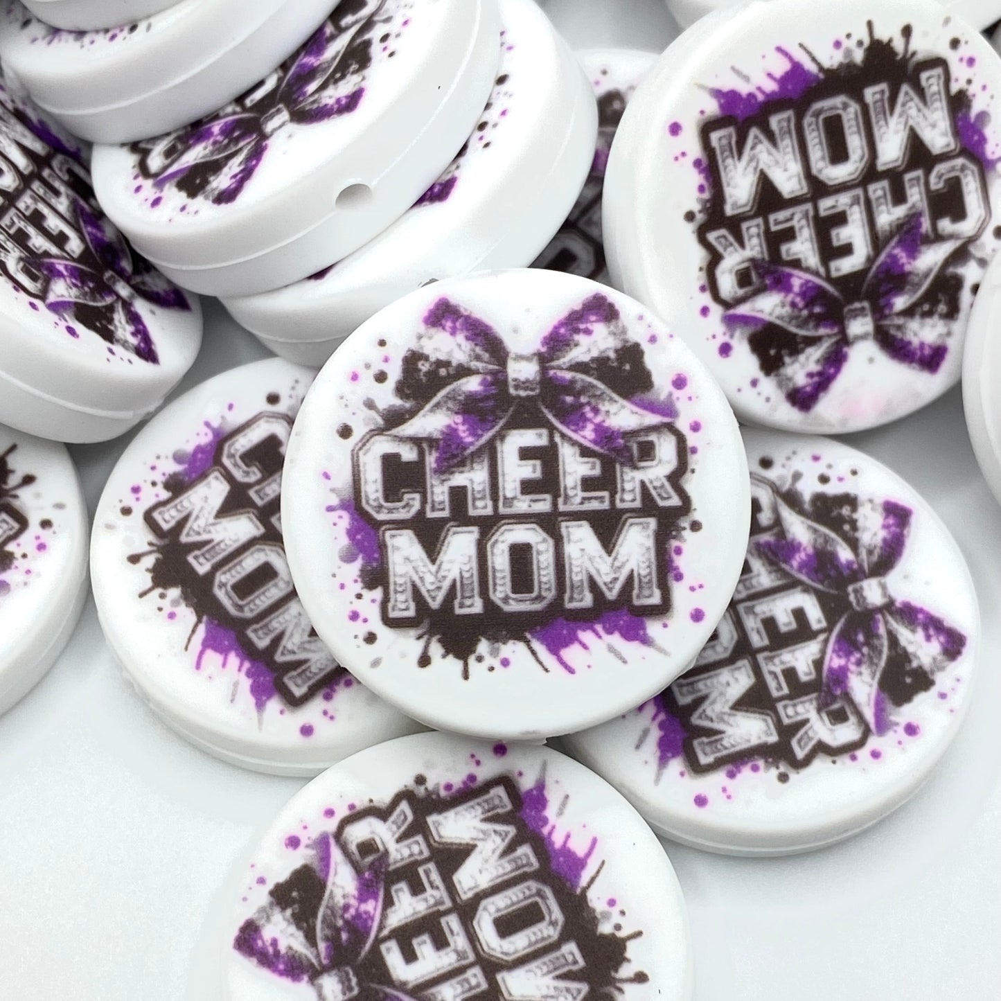 Cheer Mom Printed Silicone Focal Beads - ECB Exclusive
