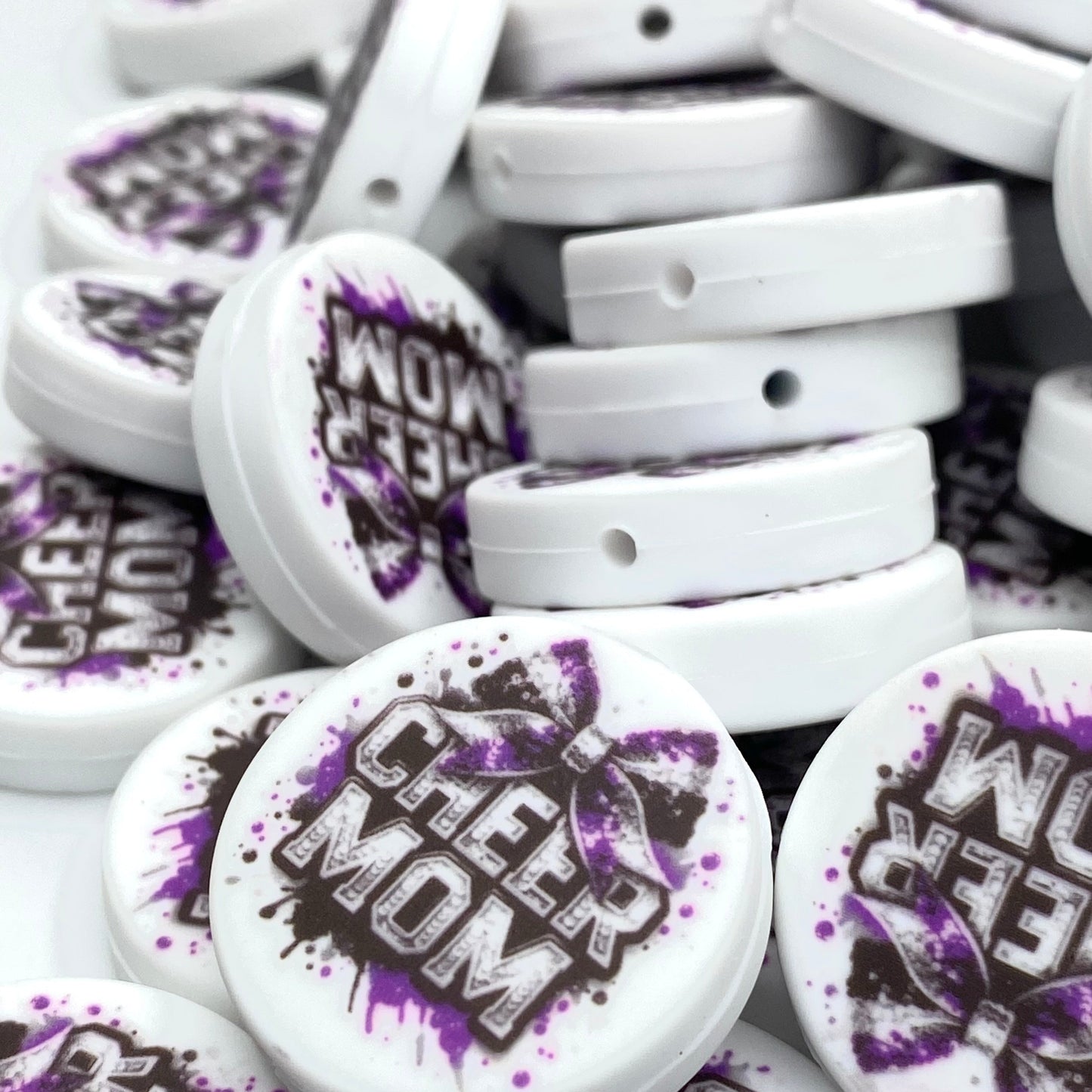 Cheer Mom Printed Silicone Focal Beads - ECB Exclusive