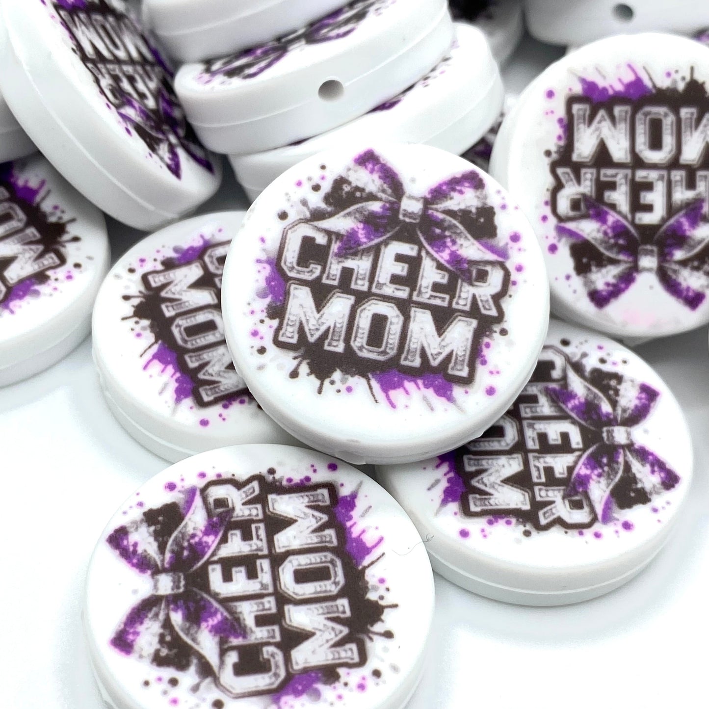 Cheer Mom Printed Silicone Focal Beads - ECB Exclusive
