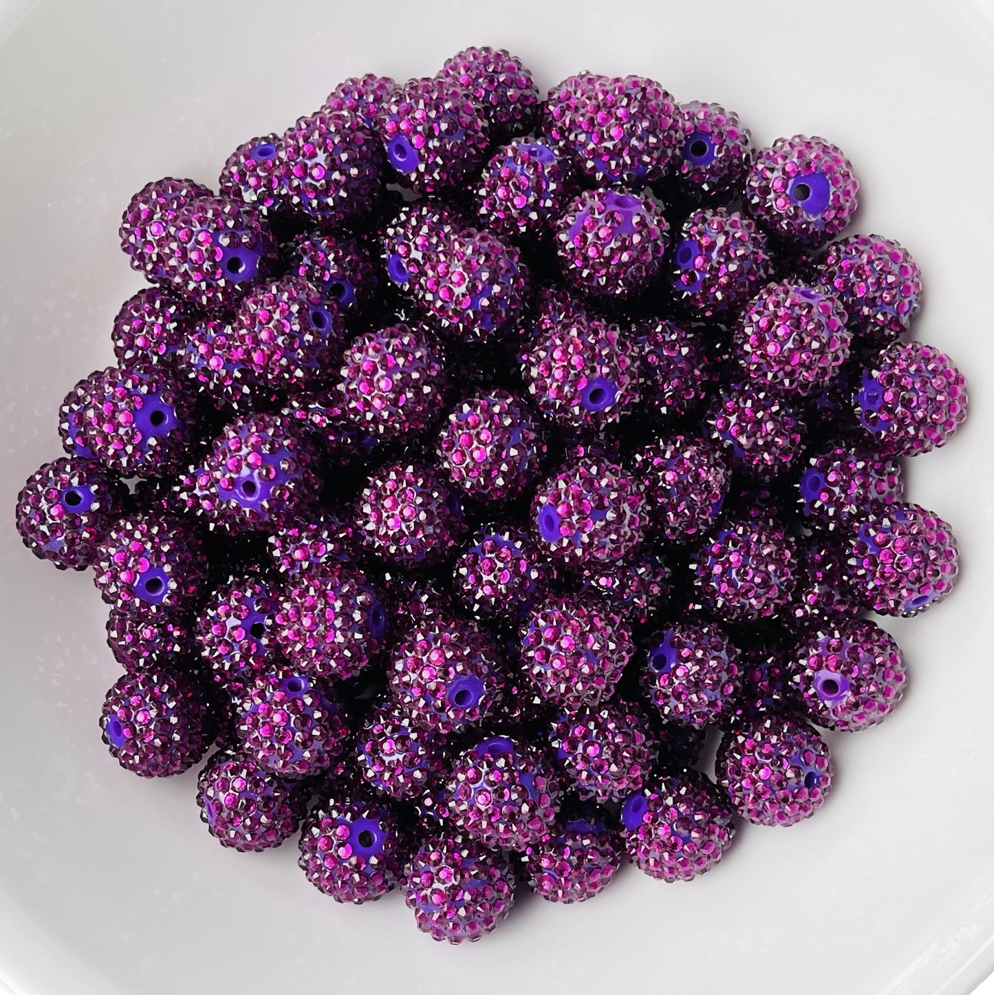 Dark Purple Rhinestone Beads 20mm | Purple Beads | Cute Beads | Bubblegum Beads