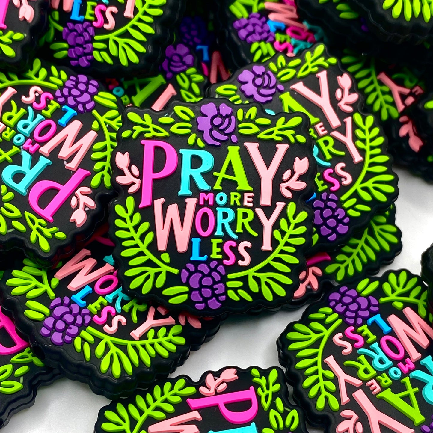 Pray More Worry Less Silicone Focal Beads