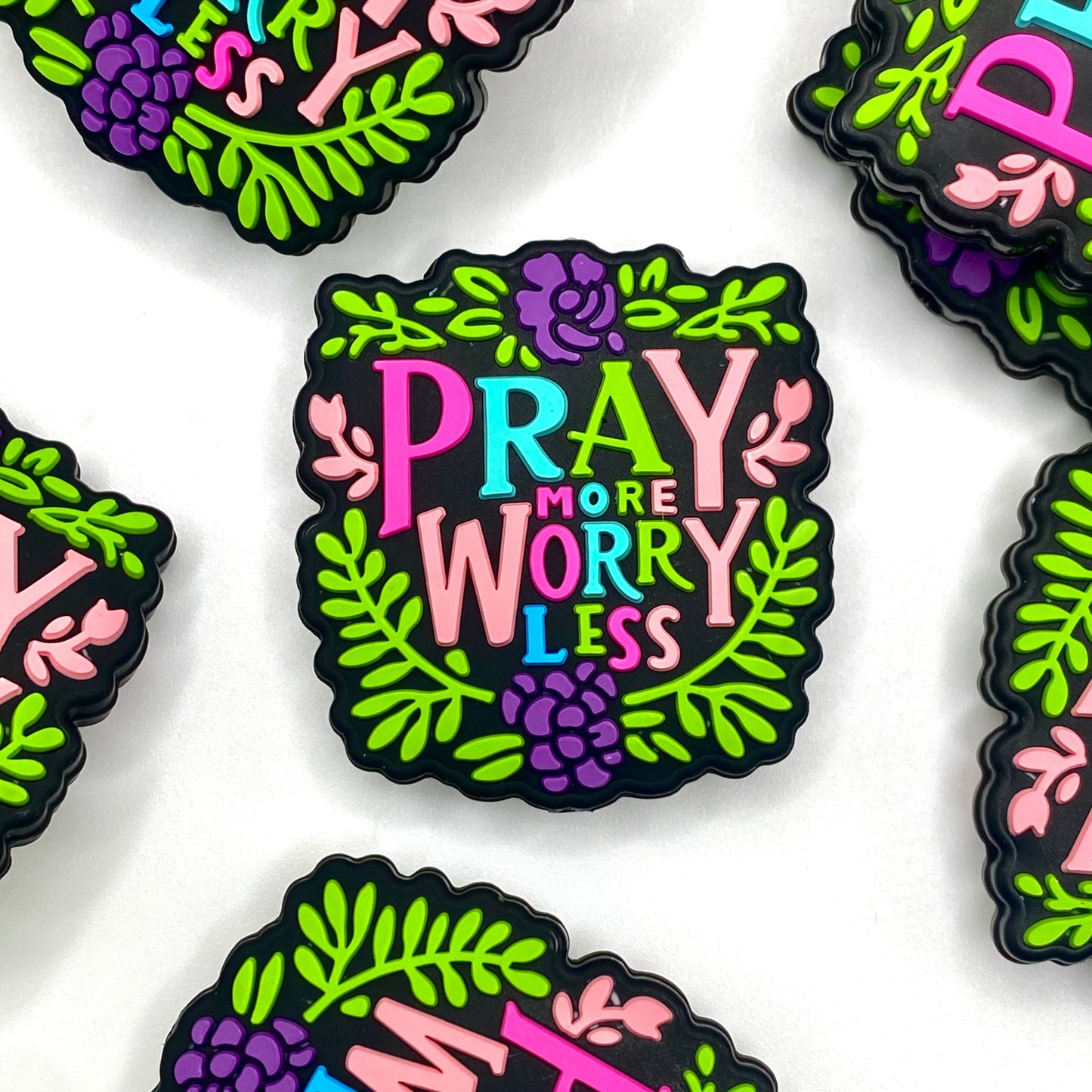 Pray More Worry Less Silicone Focal Beads