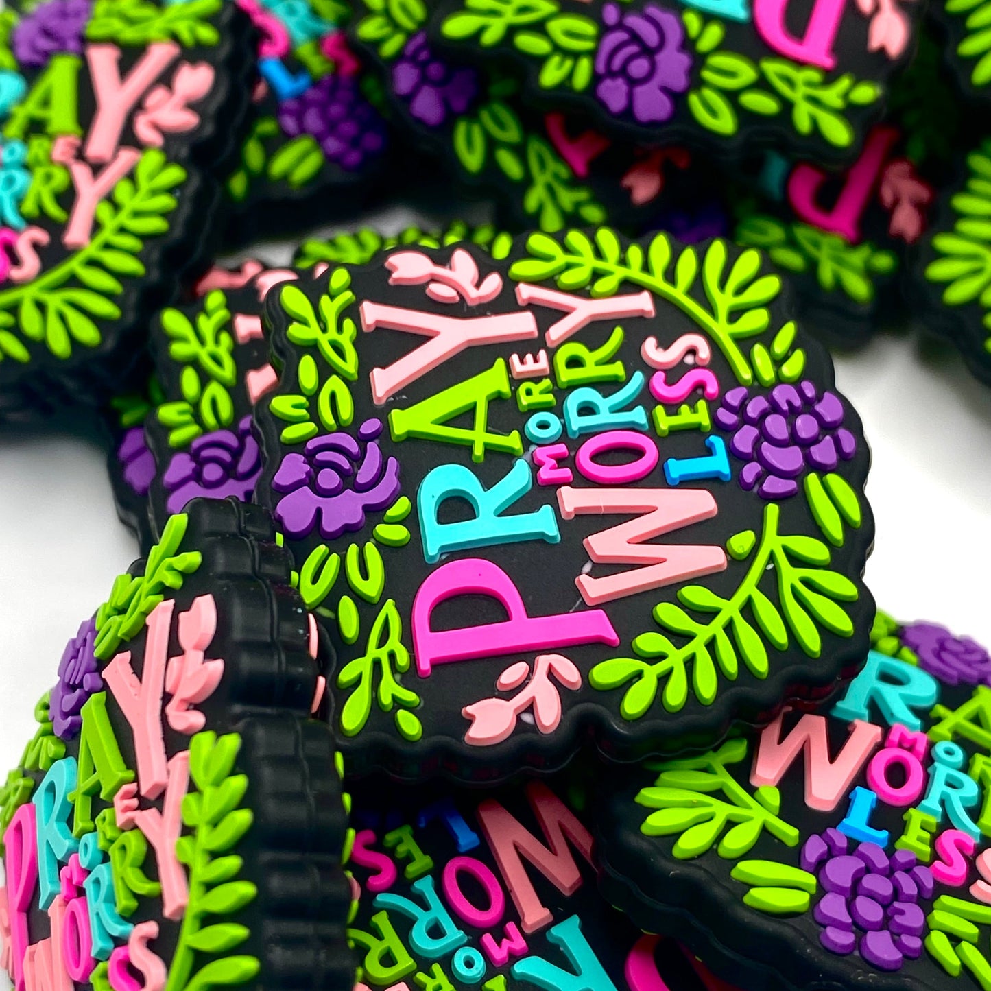 Pray More Worry Less Silicone Focal Beads