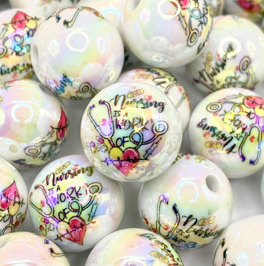 Nursing is a Work of Heart Acrylic Beads