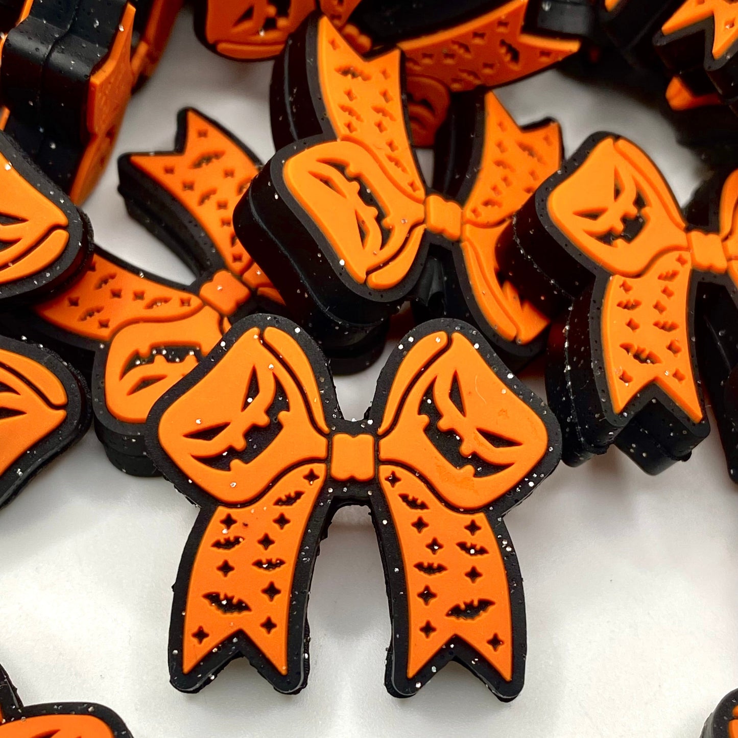 Pumpkin With a Bow, Ready to Go Silicone Focal Beads