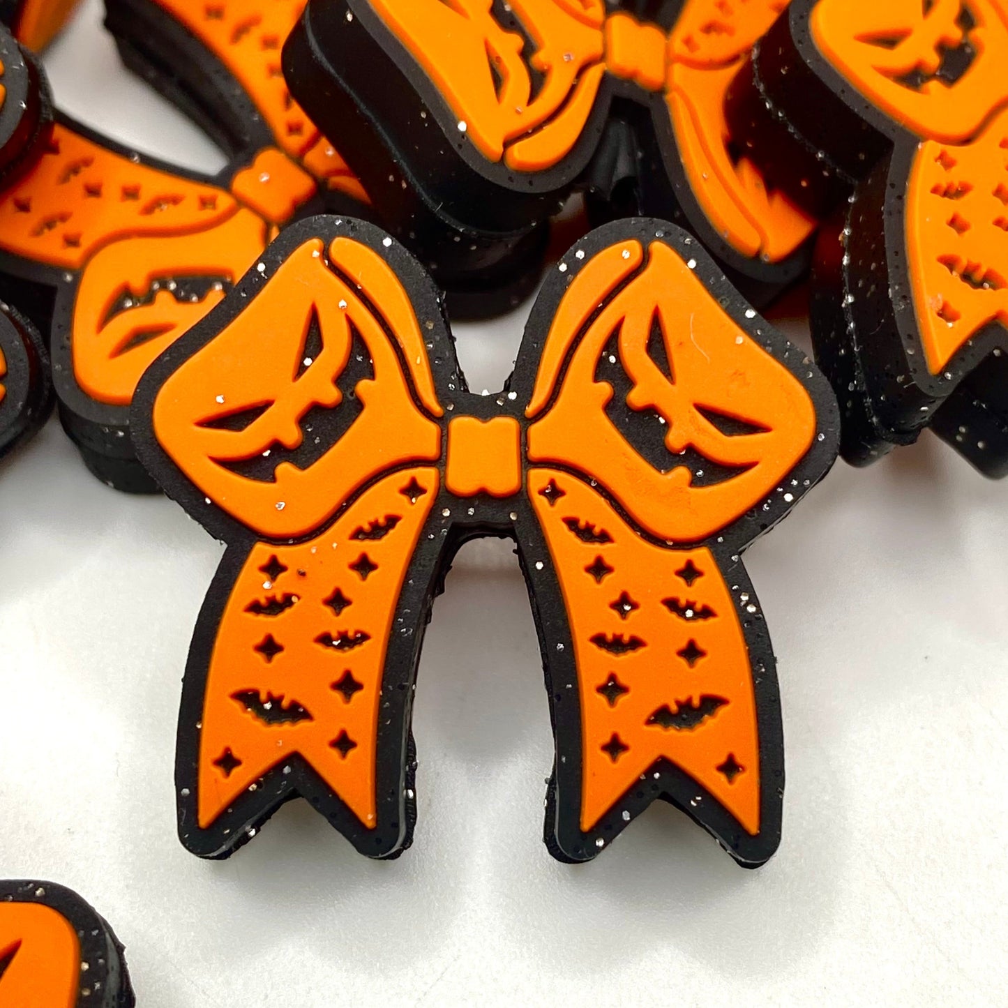 Pumpkin With a Bow, Ready to Go Silicone Focal Beads
