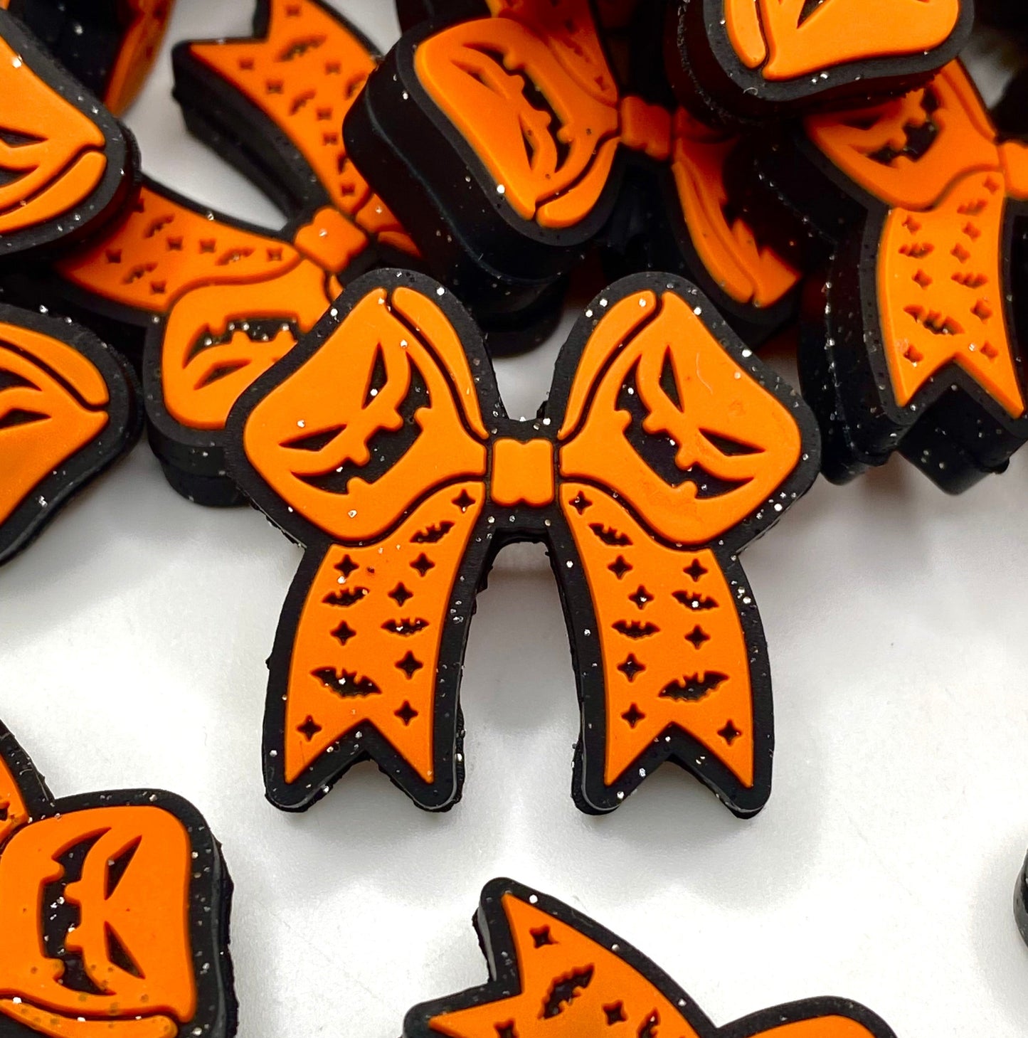 Pumpkin With a Bow, Ready to Go Silicone Focal Beads