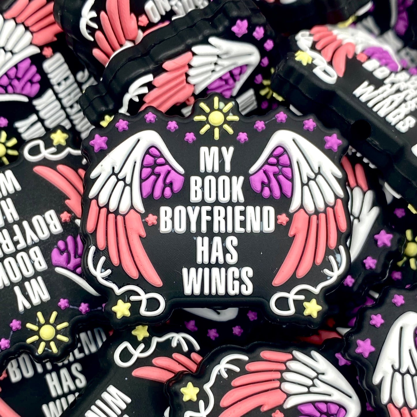 My Book Boyfriend Has Wings Silicone Focal Beads
