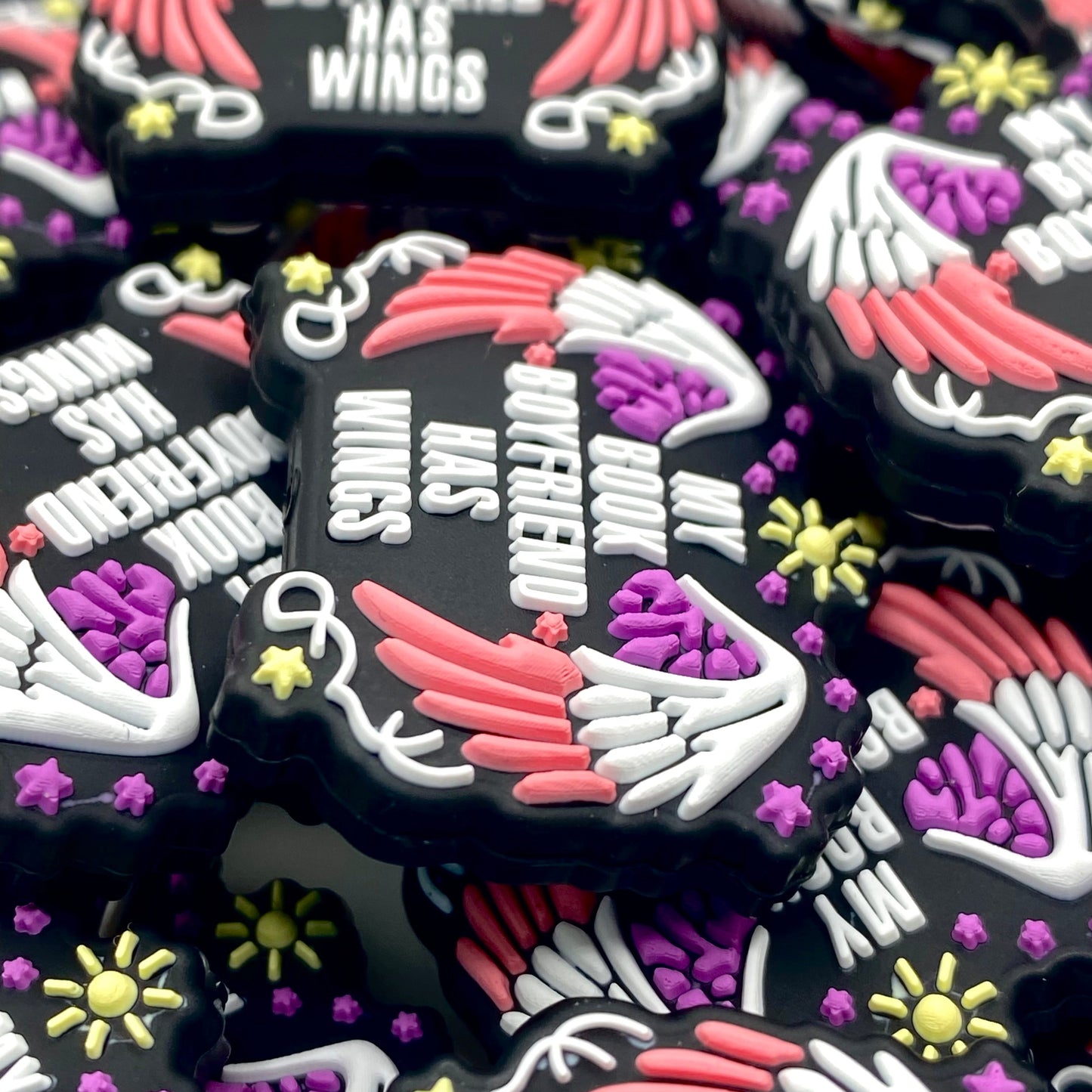 My Book Boyfriend Has Wings Silicone Focal Beads