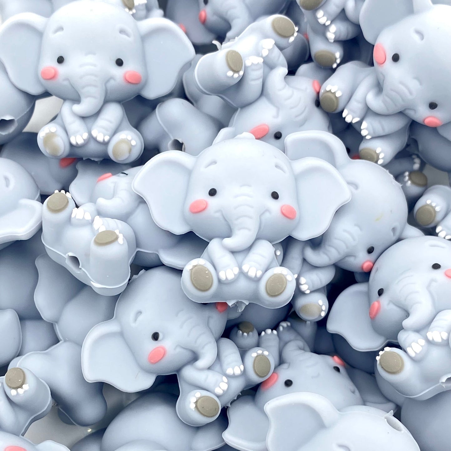 I Love Elephants 3D Silicone Focal Beads