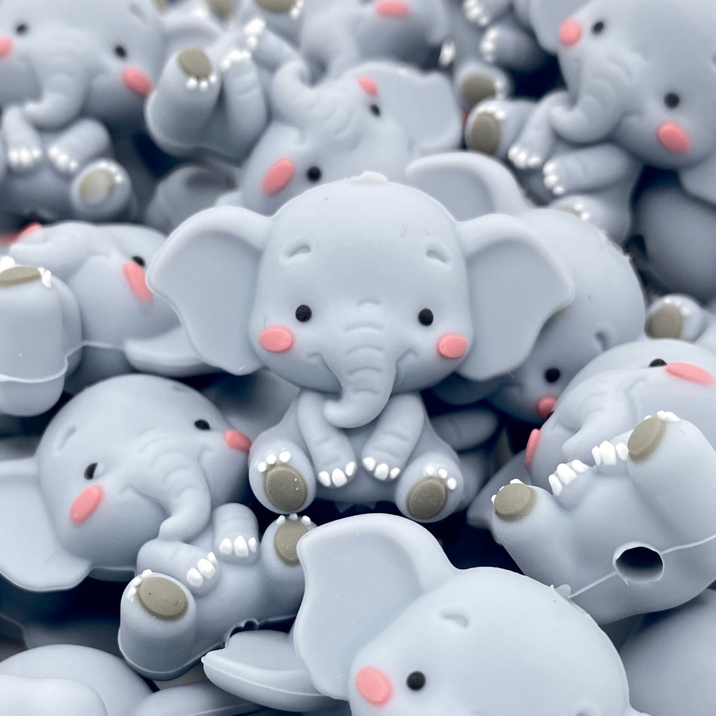 I Love Elephants 3D Silicone Focal Beads