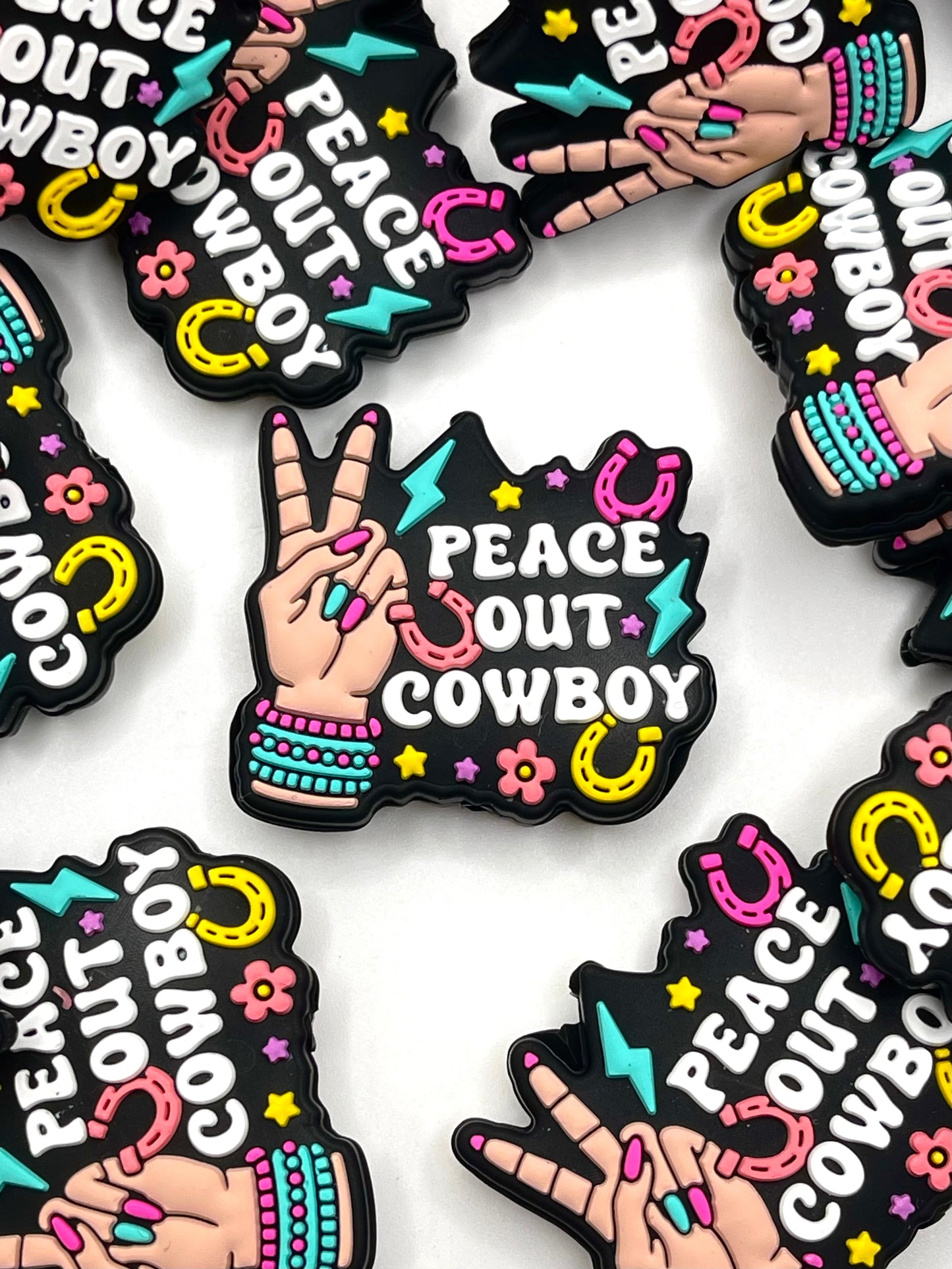 Peace Out Cowboy Silicone Focal Beads