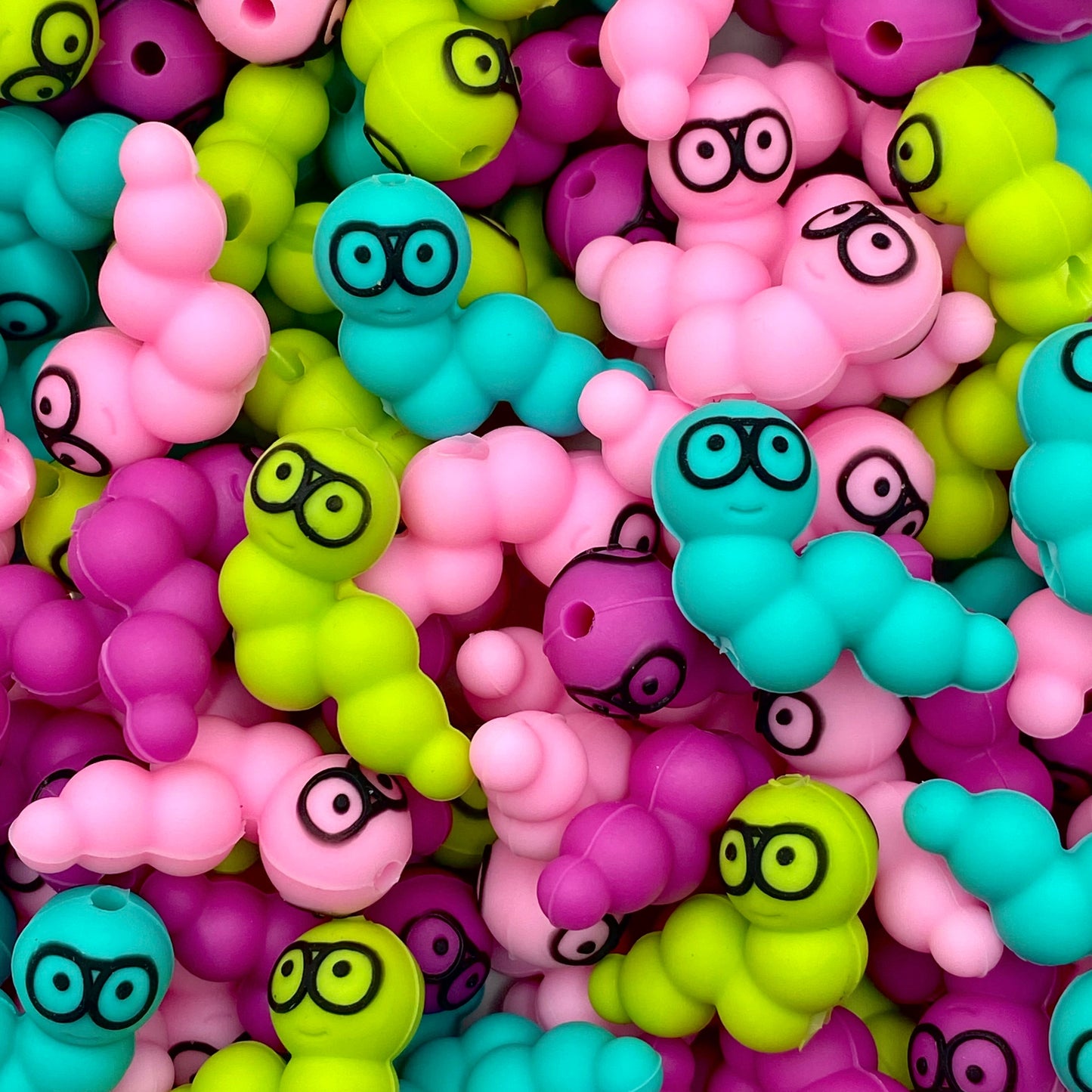 Bookworm 3D Silicone Focal Beads