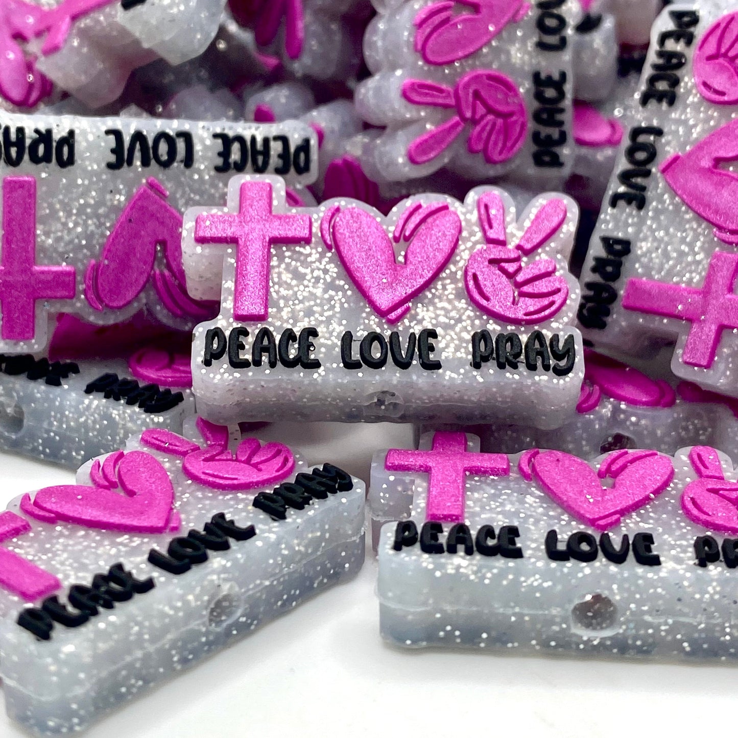 Peace Love Pray Silicone Focal Beads