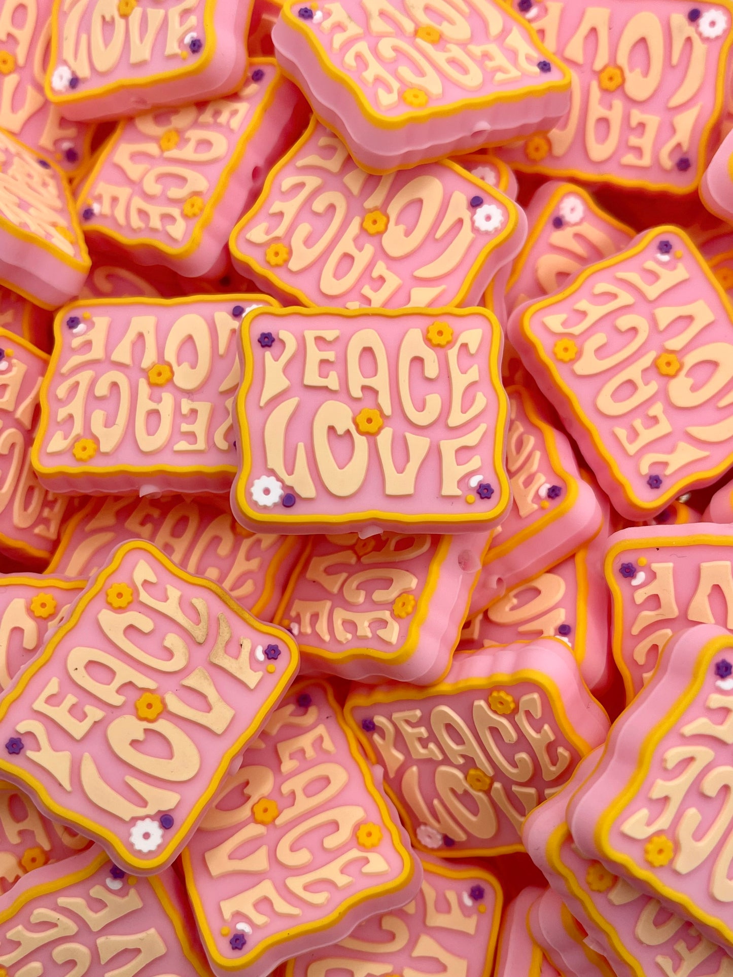 Peace Love Retro Silicone Focal Beads