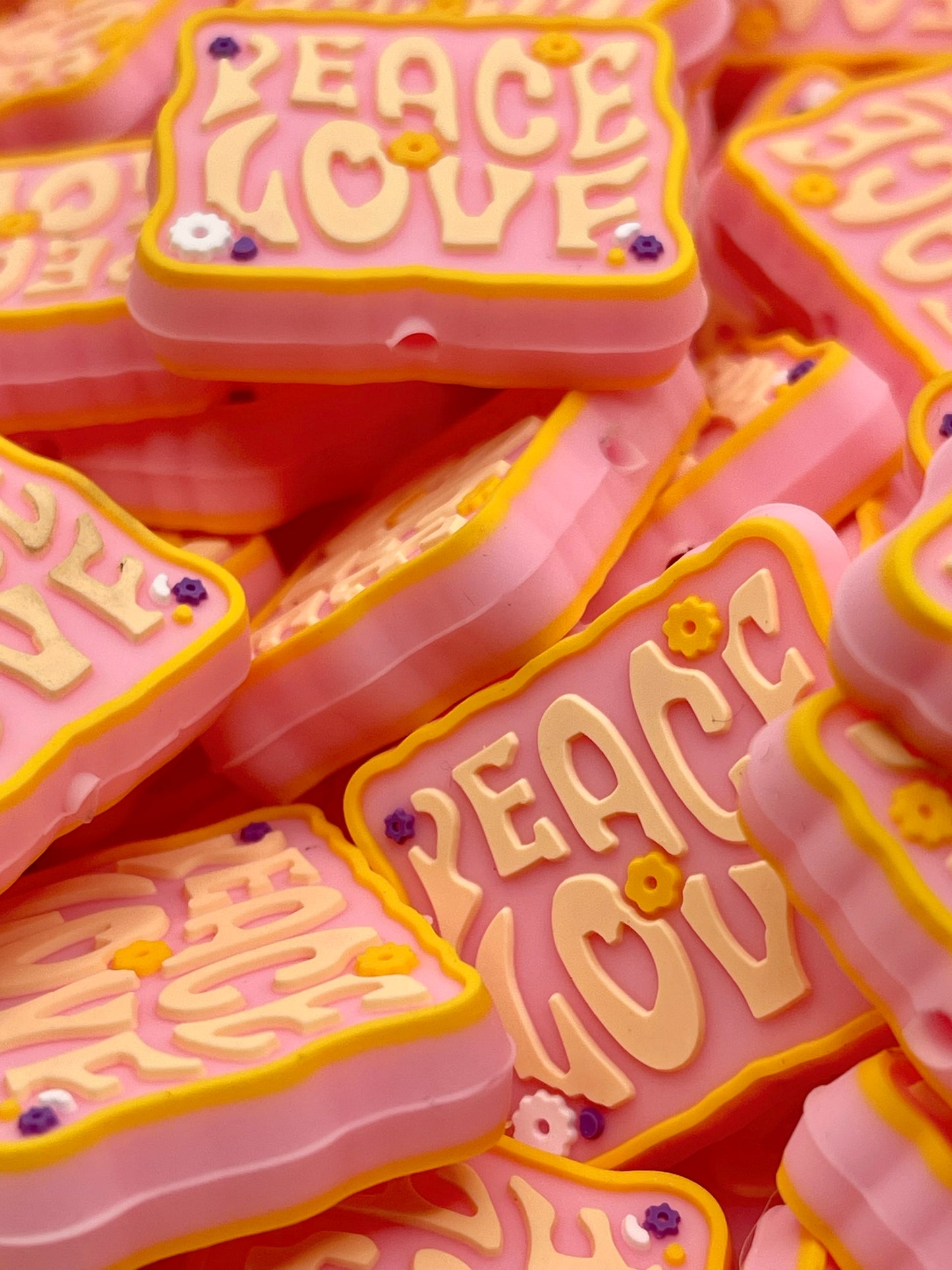 Peace Love Retro Silicone Focal Beads