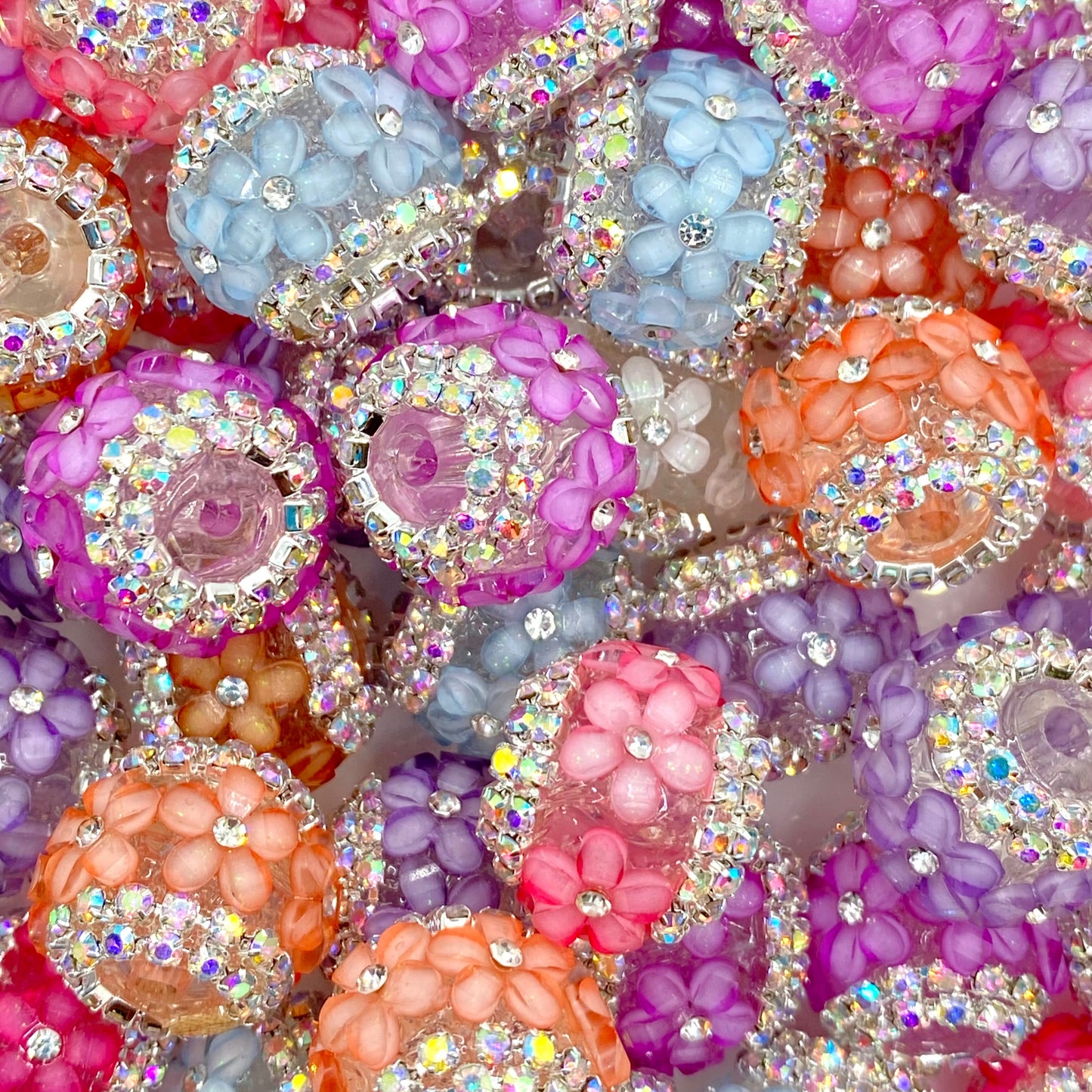 The Earth Laughs in Flowers Rhinestone Spacer Beads