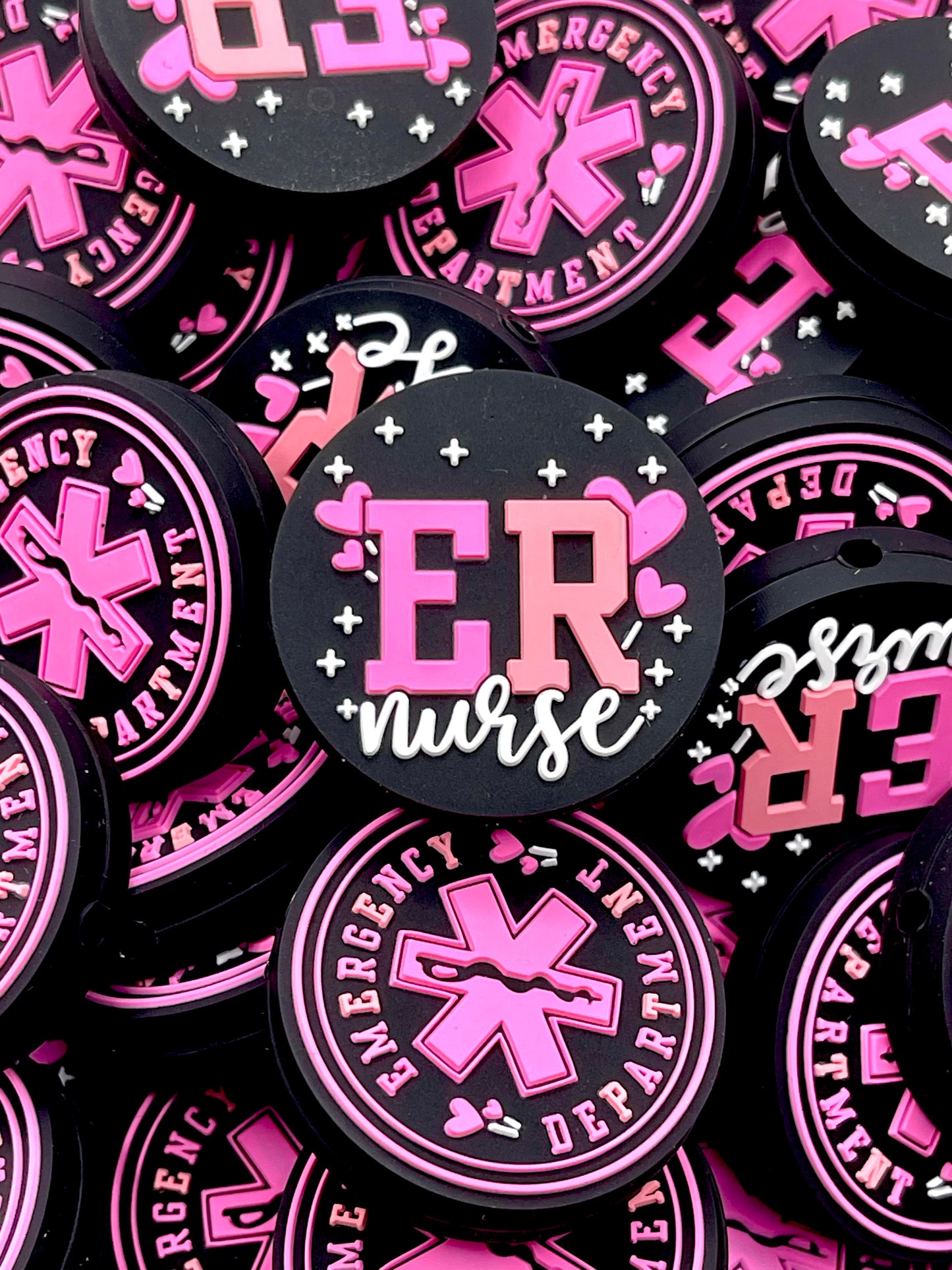 ER Nurse Pink Silicone Focal Beads