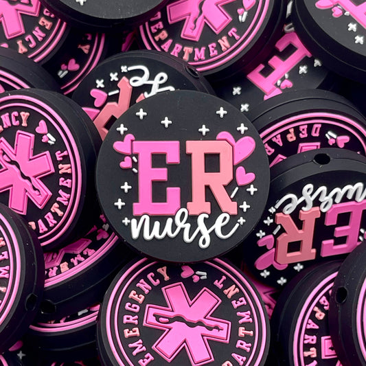 ER Nurse Pink Silicone Focal Beads