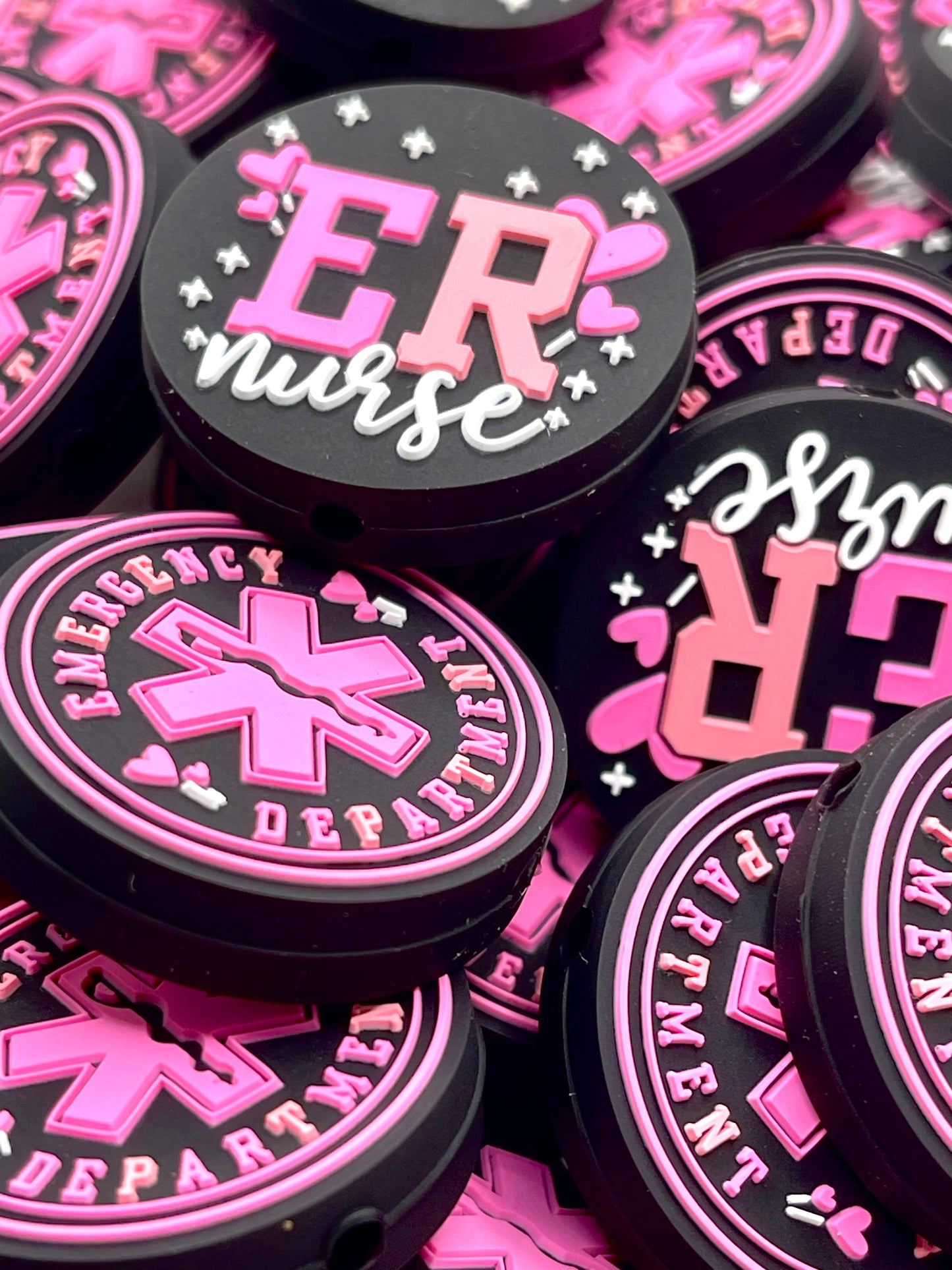 ER Nurse Pink Silicone Focal Beads