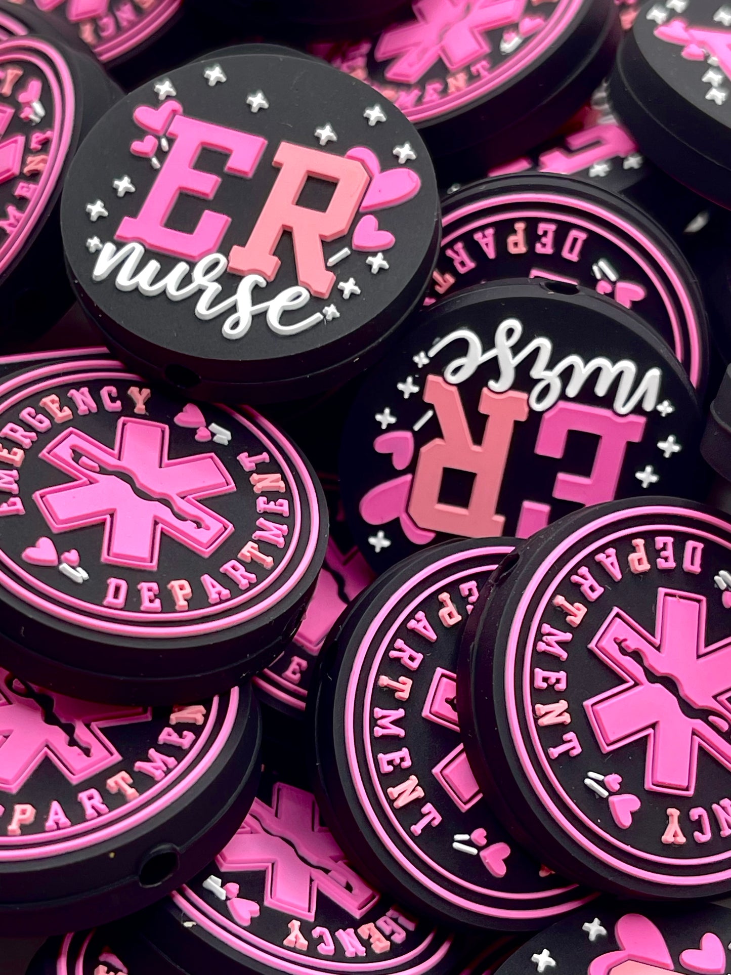 ER Nurse Pink Silicone Focal Beads