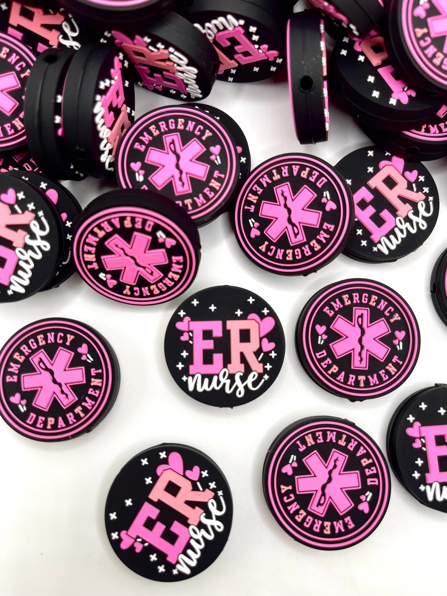 ER Nurse Pink Silicone Focal Beads