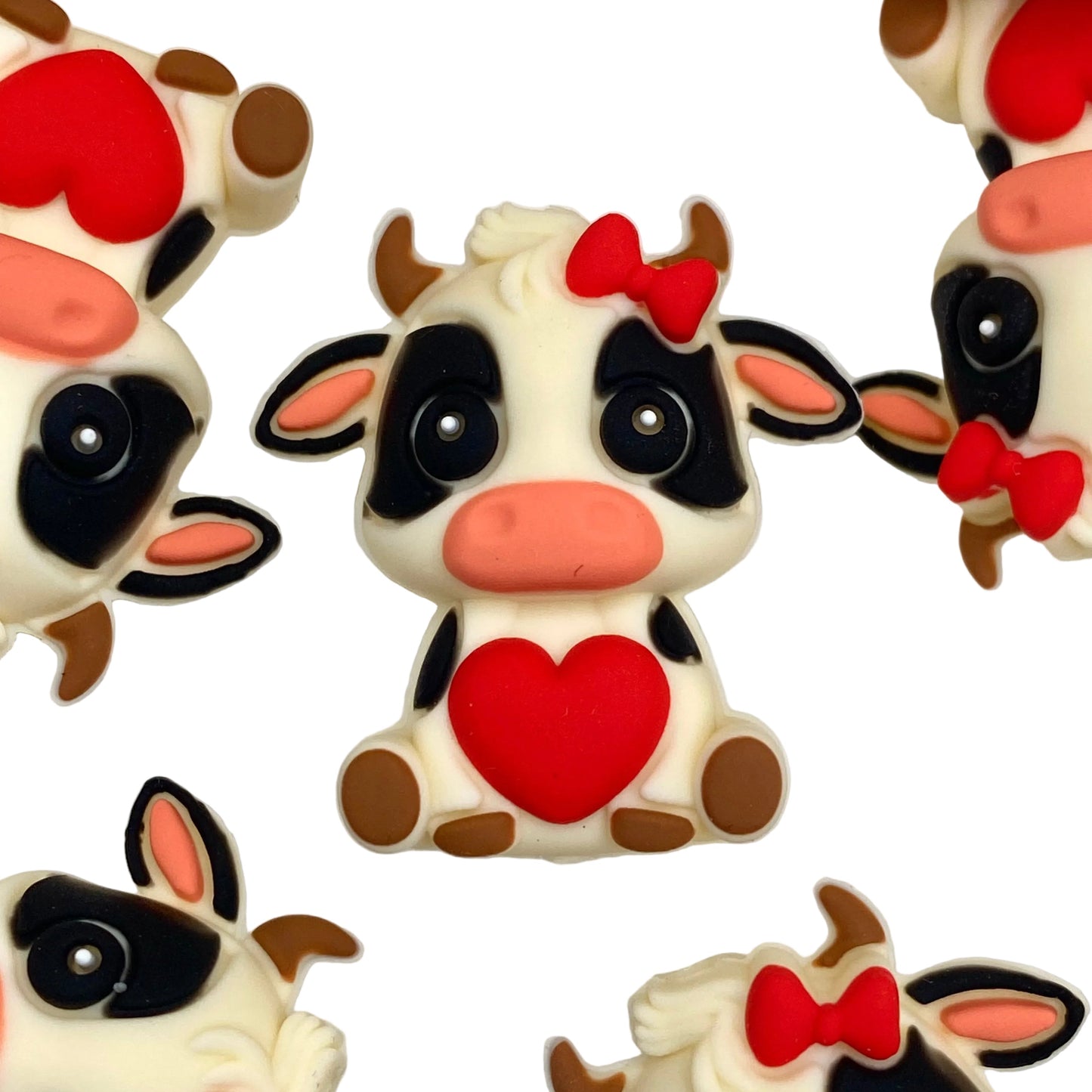 You Make My Heart Go Moooo 3D Silicone Focal Beads