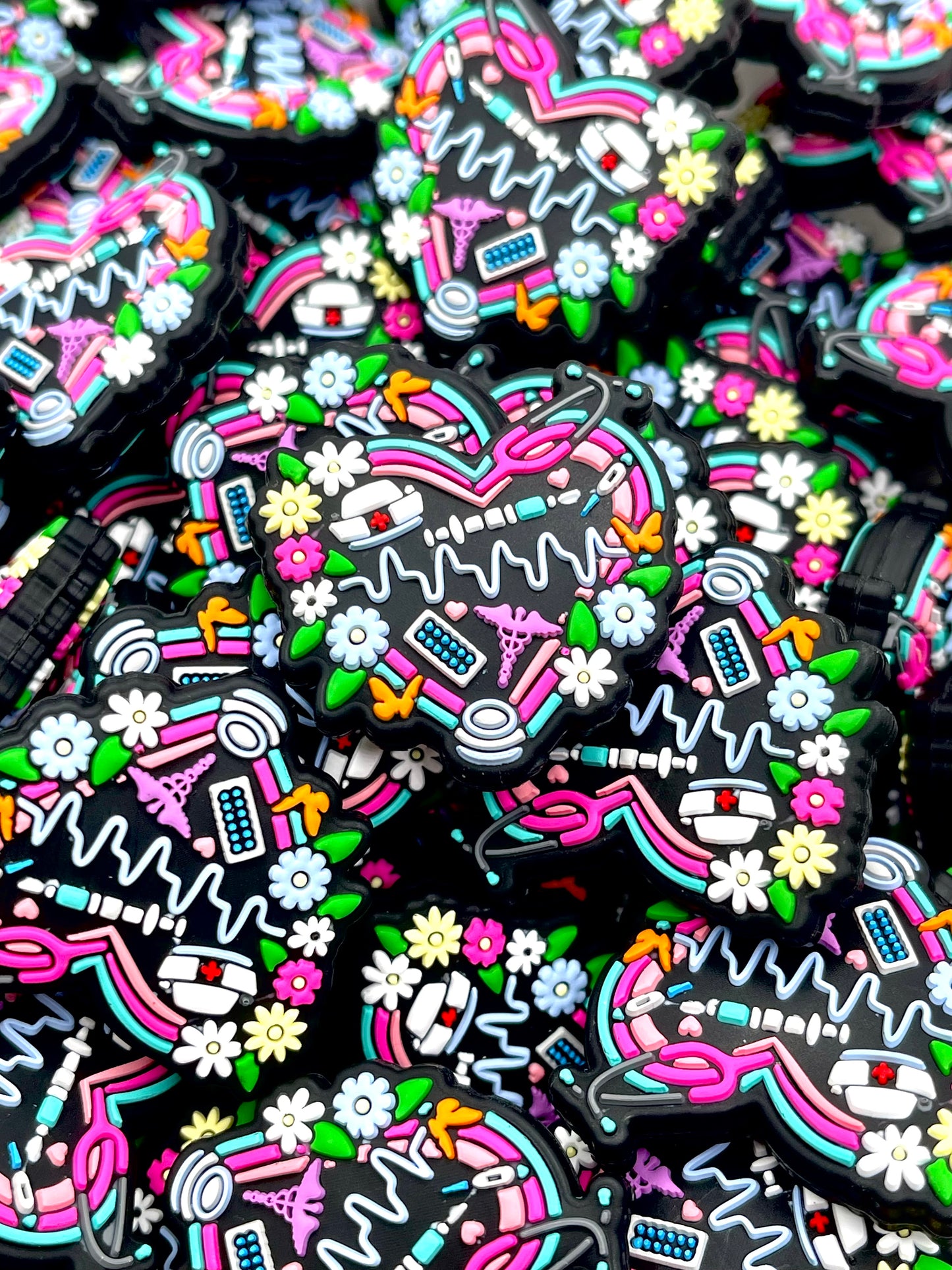 Healthcare Heart Silicone Focal Beads