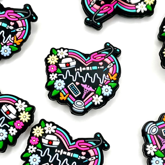 Healthcare Heart Silicone Focal Beads