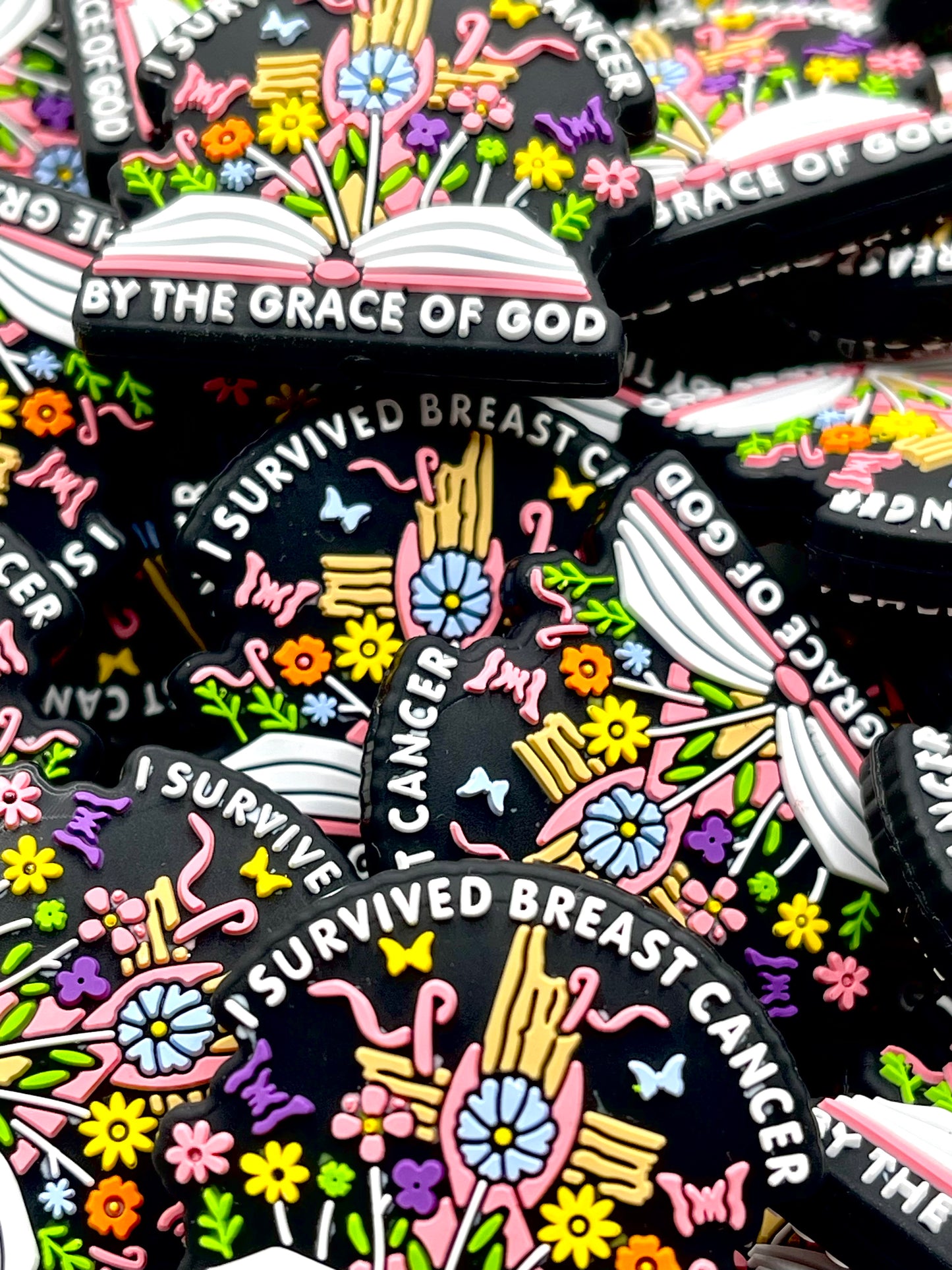 I Survived Breast Cancer By The Grace Of God Silicone Focal Beads