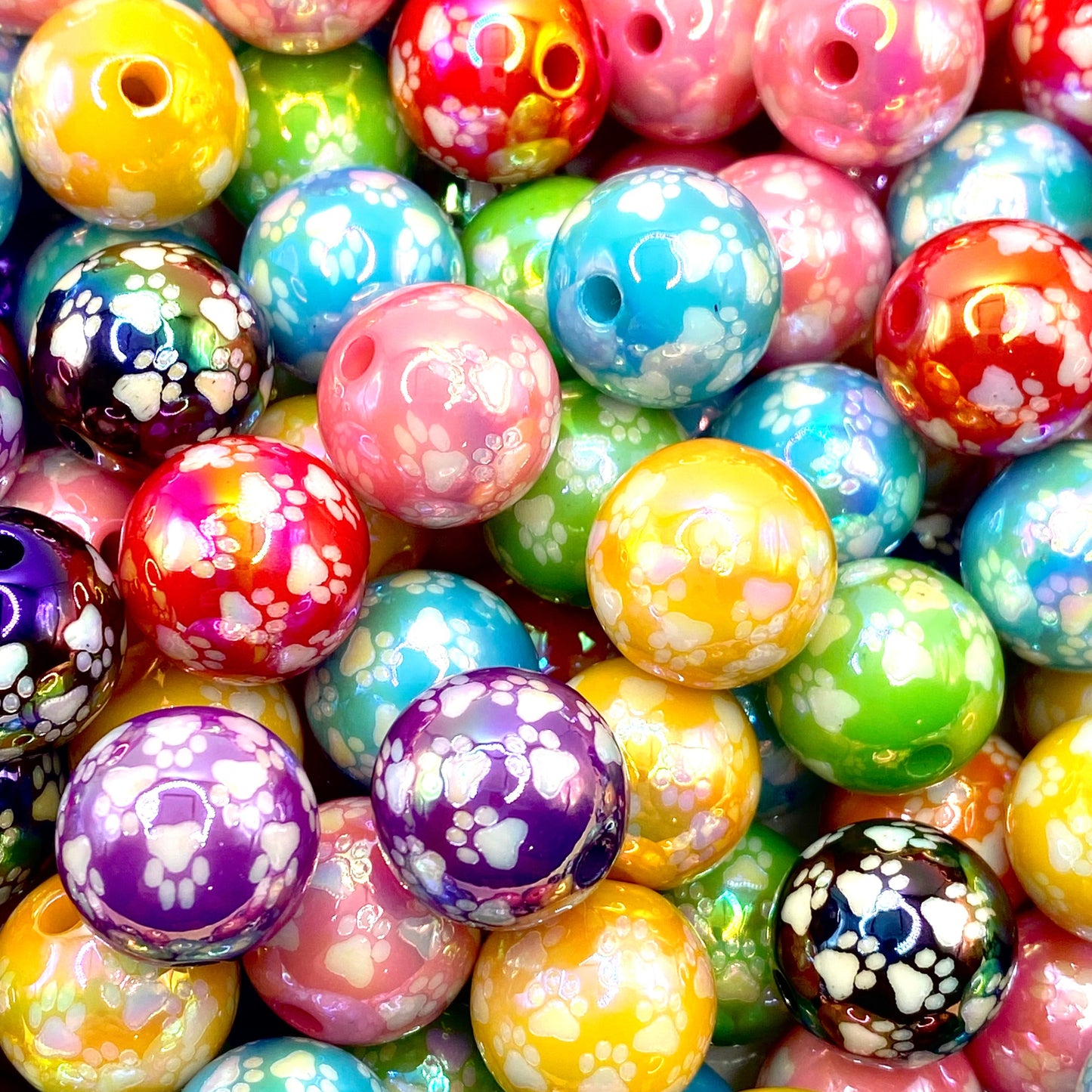 Paw Print Acrylic Beads