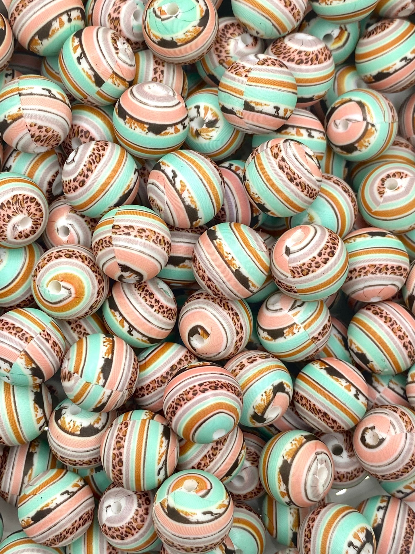 Keep Calm & Show Your Stripes Printed Silicone Beads