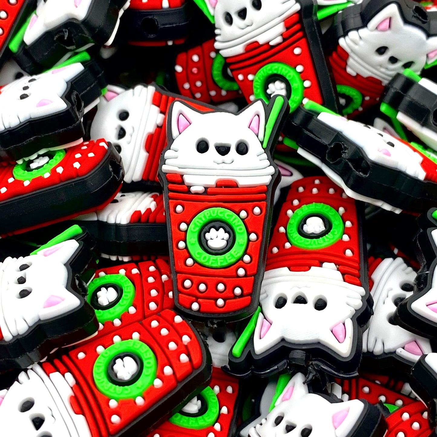 Powered By Cats & Coffee Silicone Focal Beads