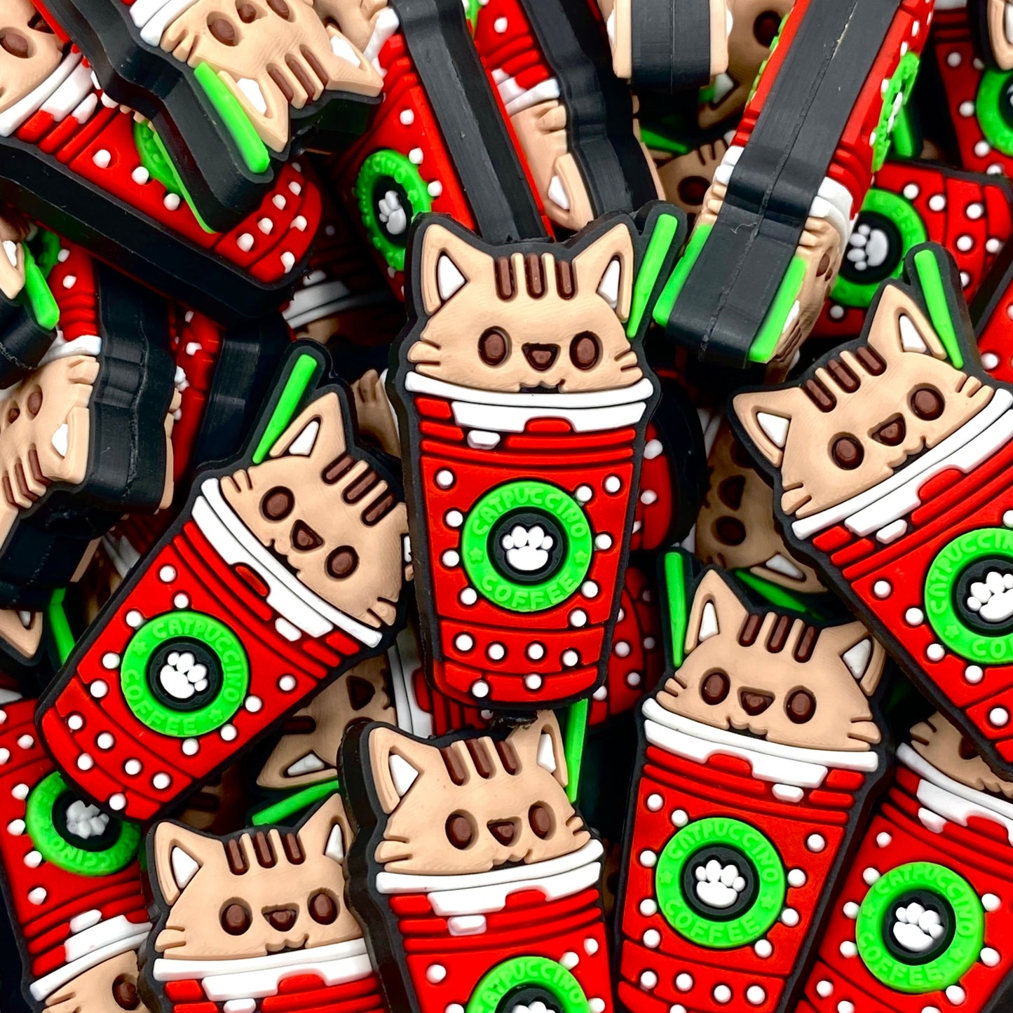 Powered By Cats & Coffee Silicone Focal Beads