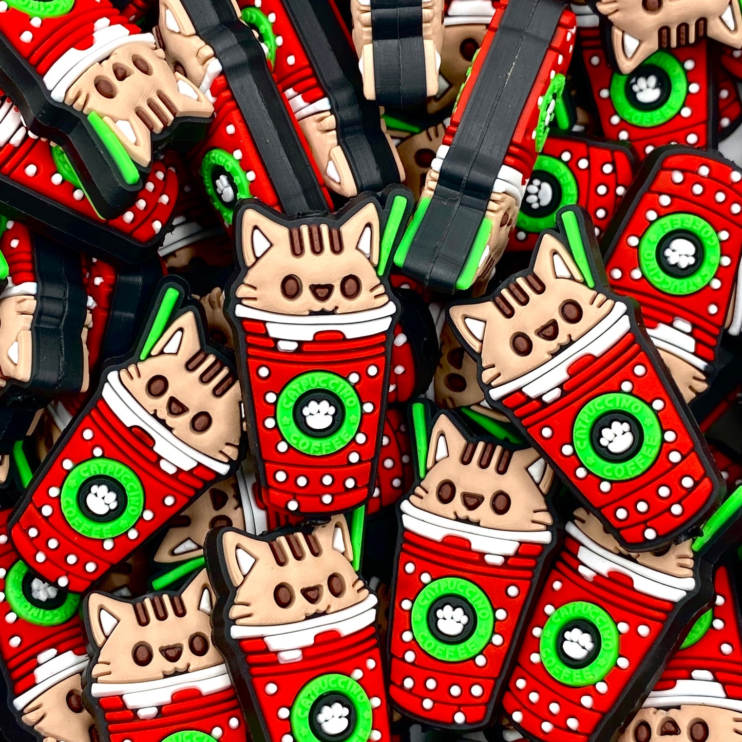 Powered By Cats & Coffee Silicone Focal Beads
