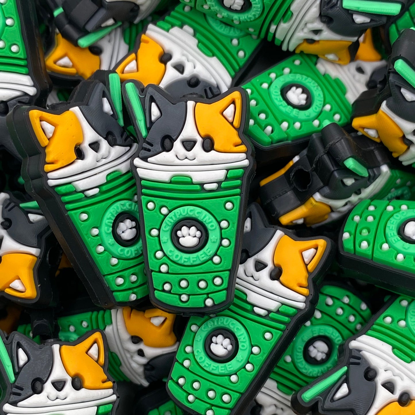 Powered By Cats & Coffee Silicone Focal Beads