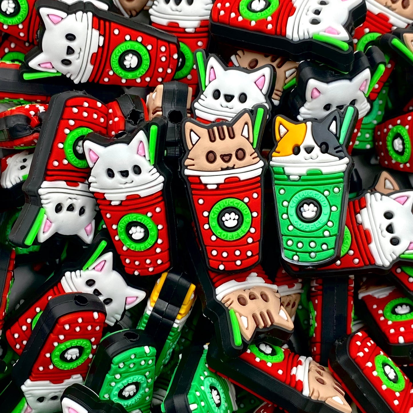 Powered By Cats & Coffee Silicone Focal Beads