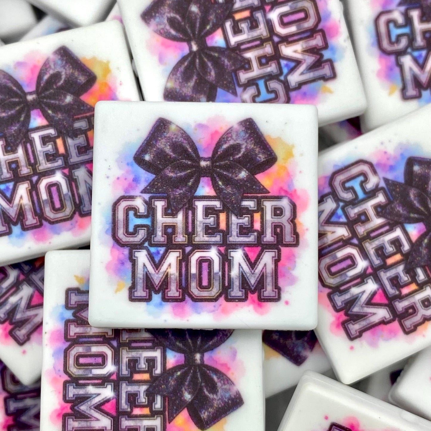 Cheer Mom 2.0 Printed Silicone Focal Beads - ECB Exclusive