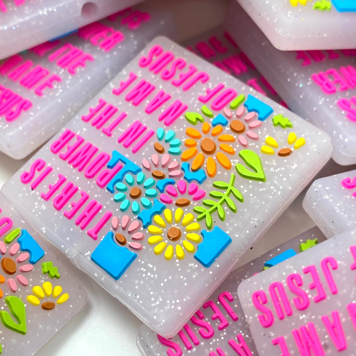 There is Power in the Name of Jesus Silicone Focal Beads