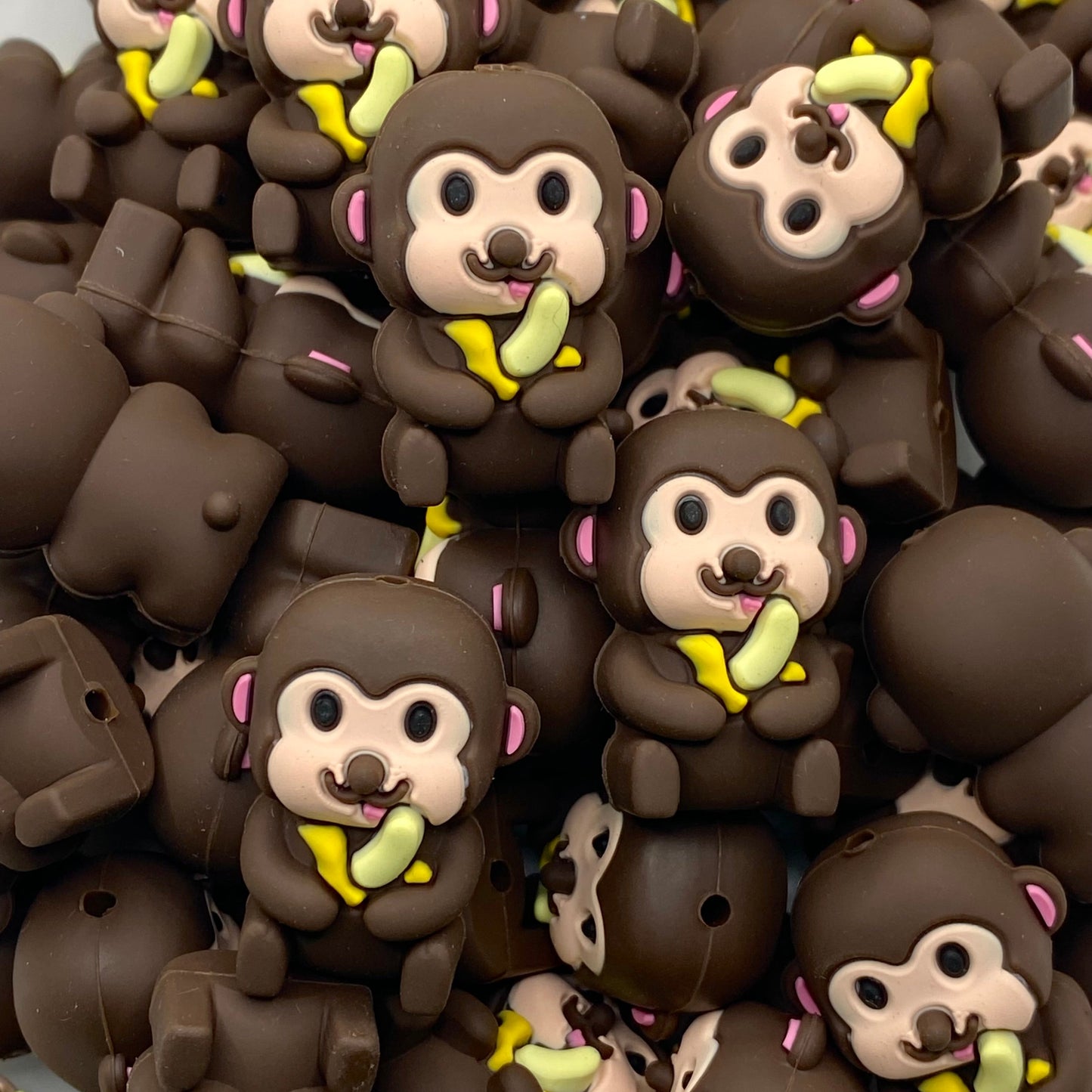 Monkey See, Monkey Do 3D Silicone Focal Beads