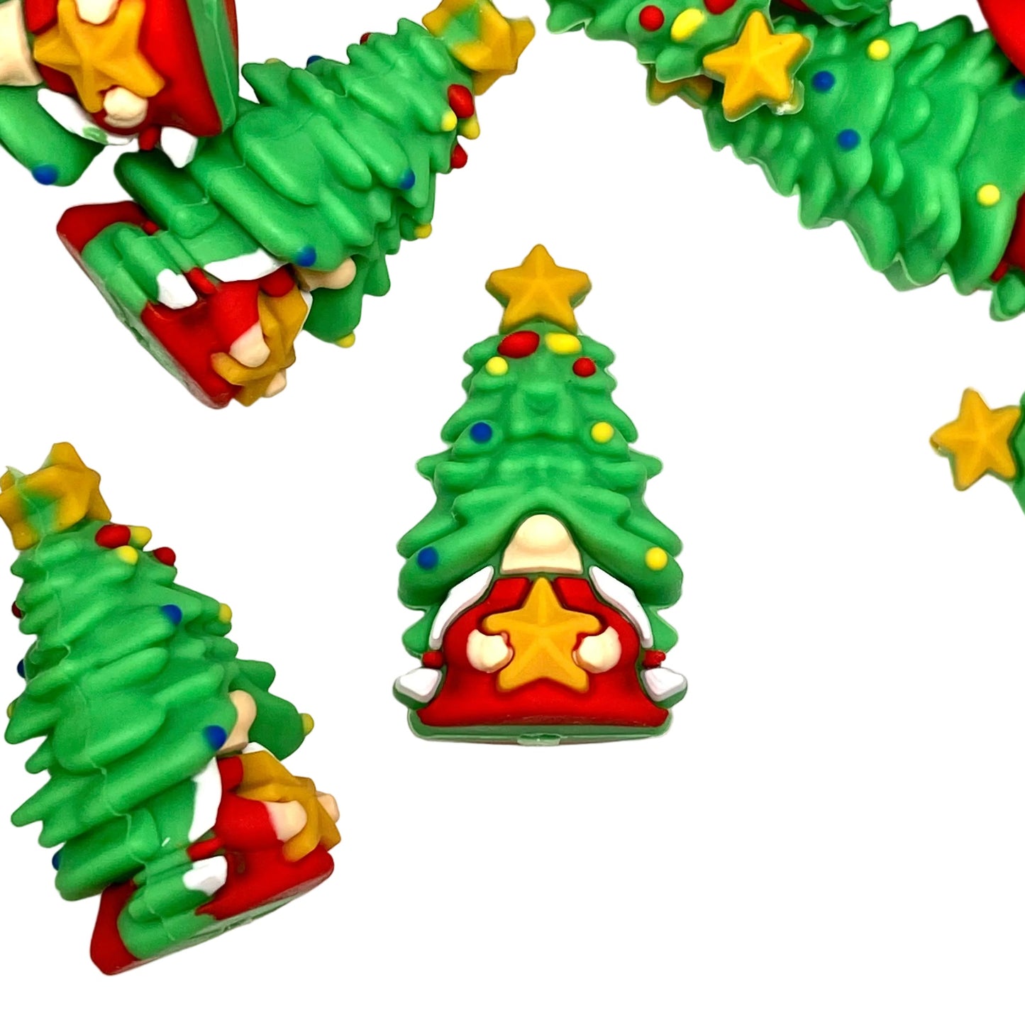 Gnome Loves A Sparkly Tree 3D Silicone Focal Beads